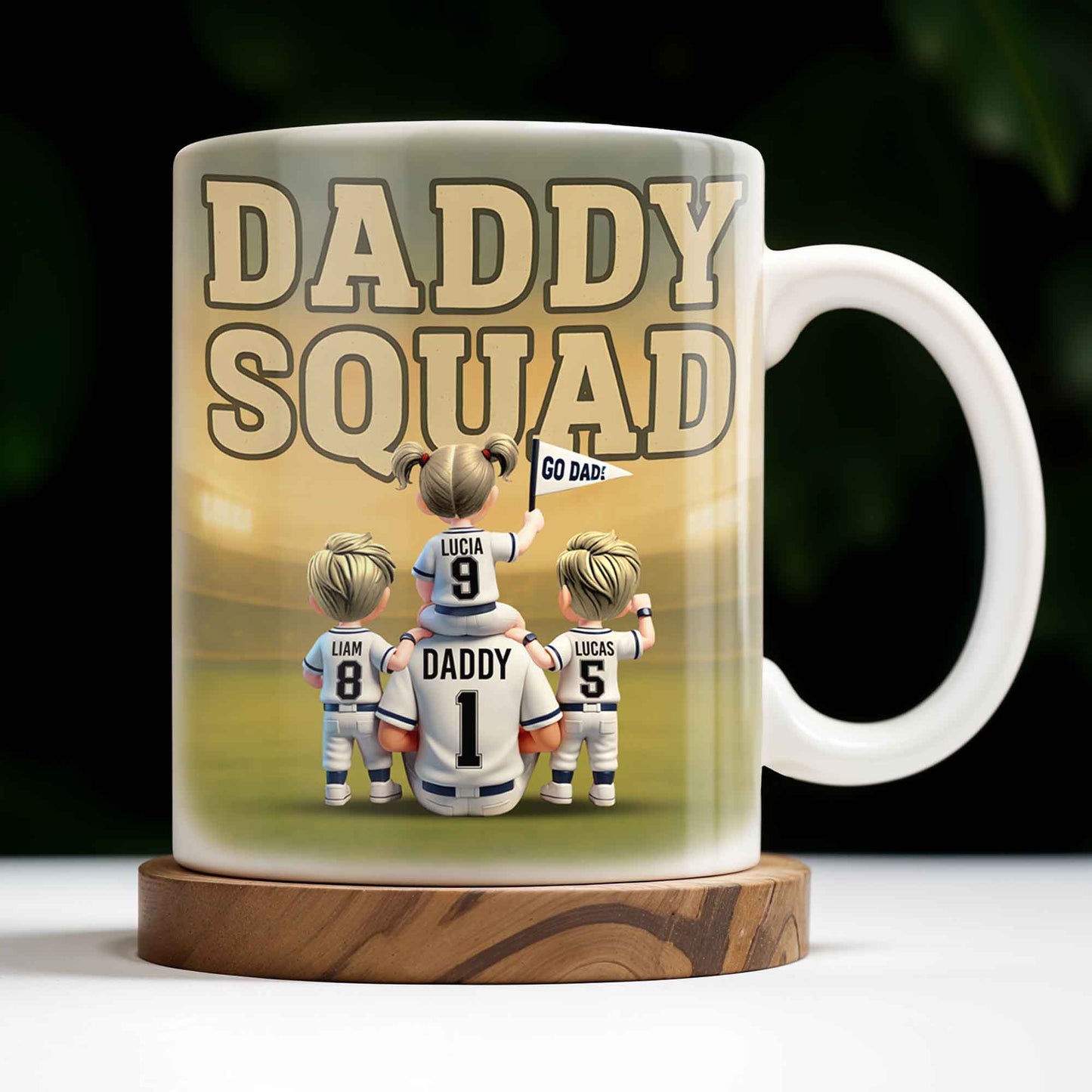 Daddy Squad Go Dad With Children in Soccer Jerseys