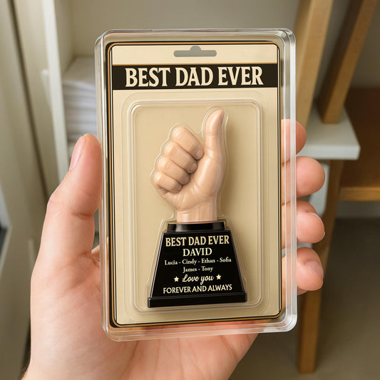 Best Dad Ever, Thumbs Up Trophy - Personalized Custom Acrylic Plaque - DAD229_RECA