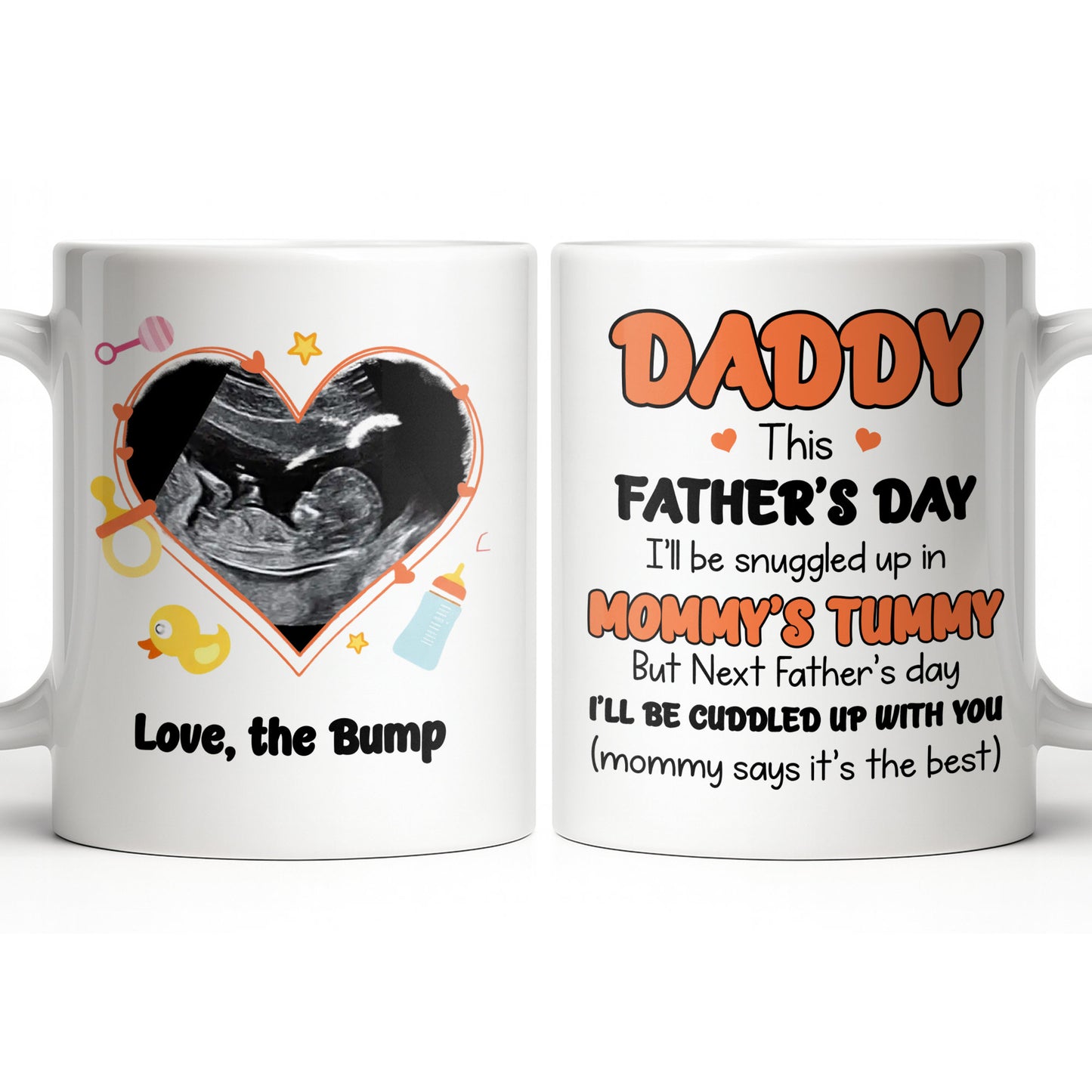 Love The Bump Ultrasound Photo Heart With Baby Toys - Personalized Custom Coffee Mug - DAD396_MG