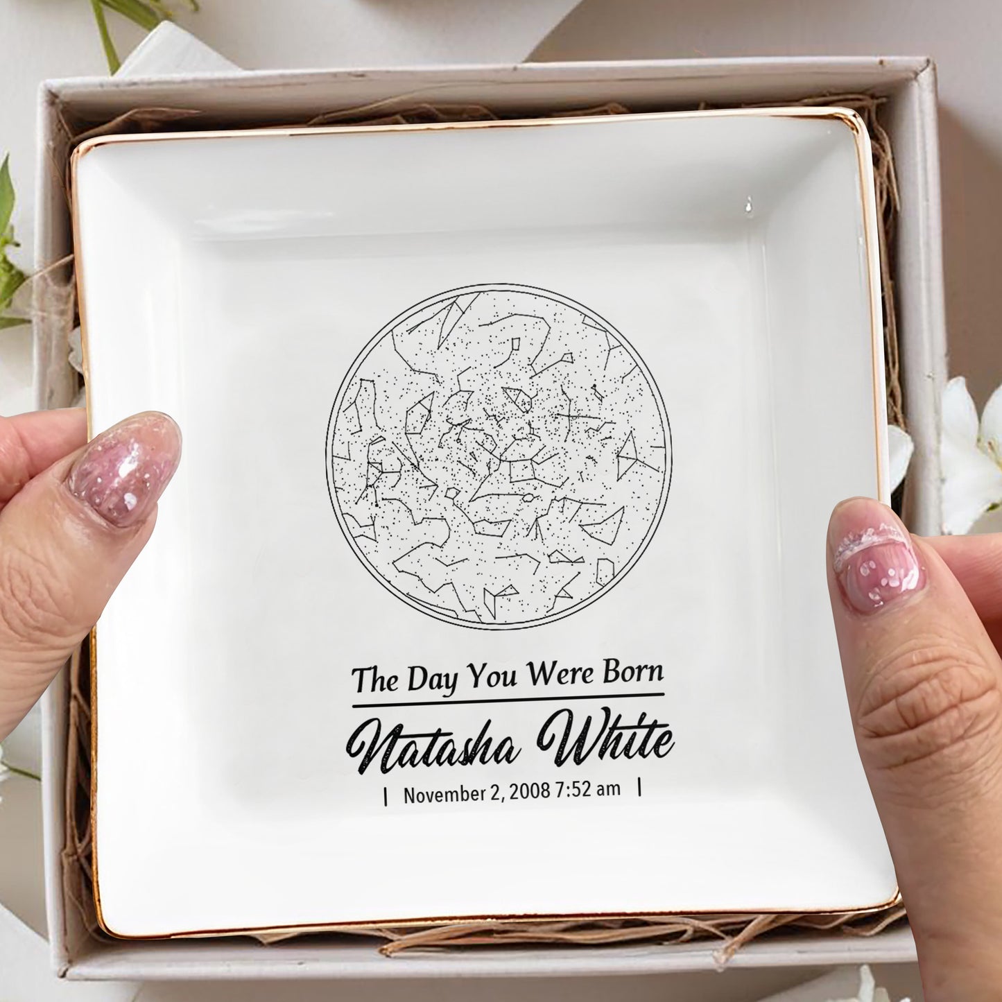The Day You Were Born Star Map Square Dish