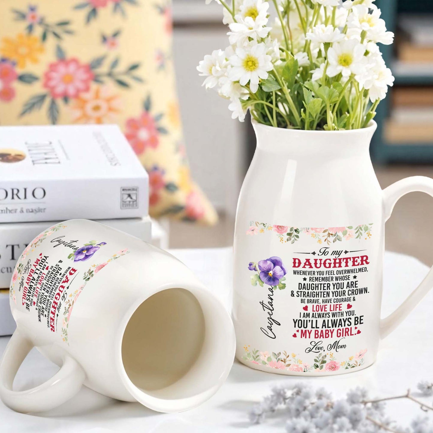 Courage and Love Life Message For Daughter With Floral Design