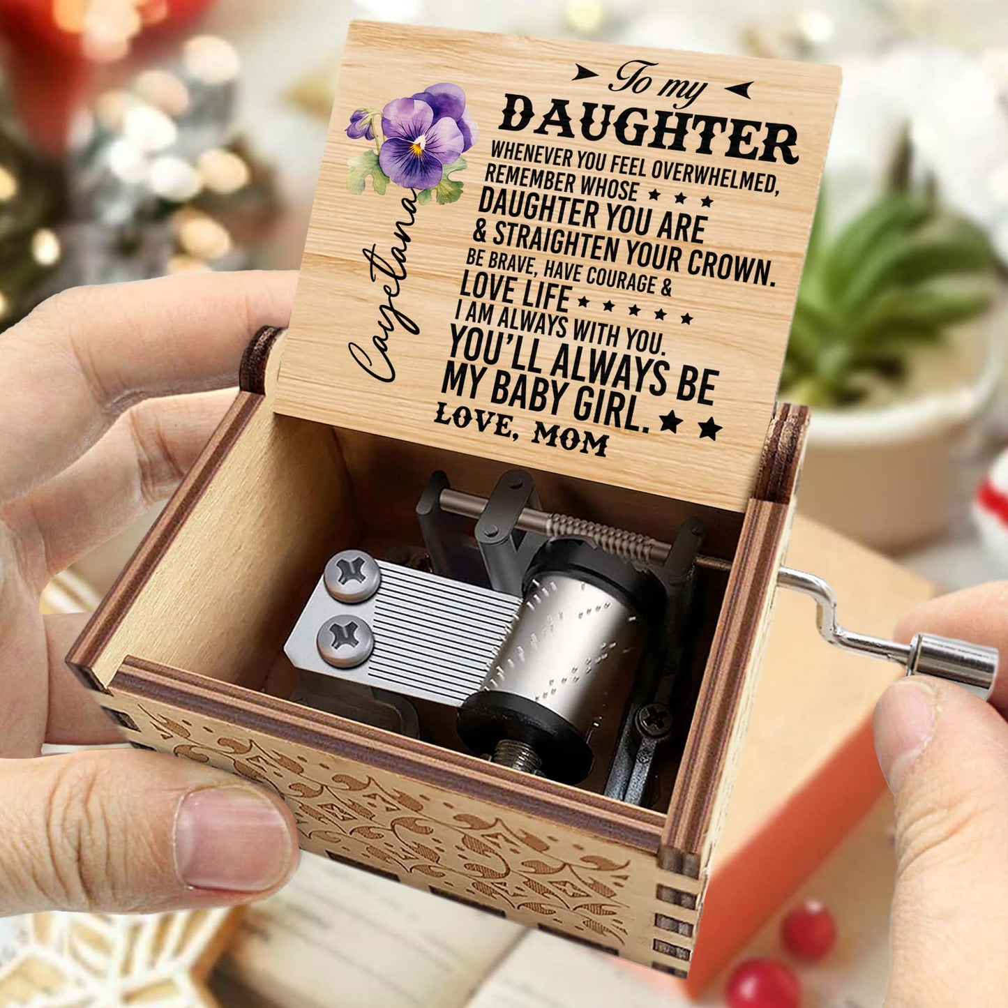 Love Life Courageous Daughter Floral Music Box