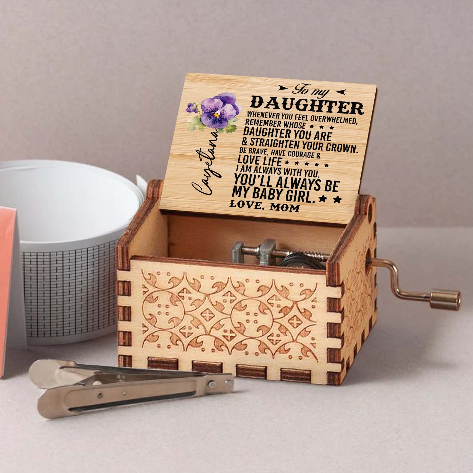 Love Life Courageous Daughter Floral Music Box