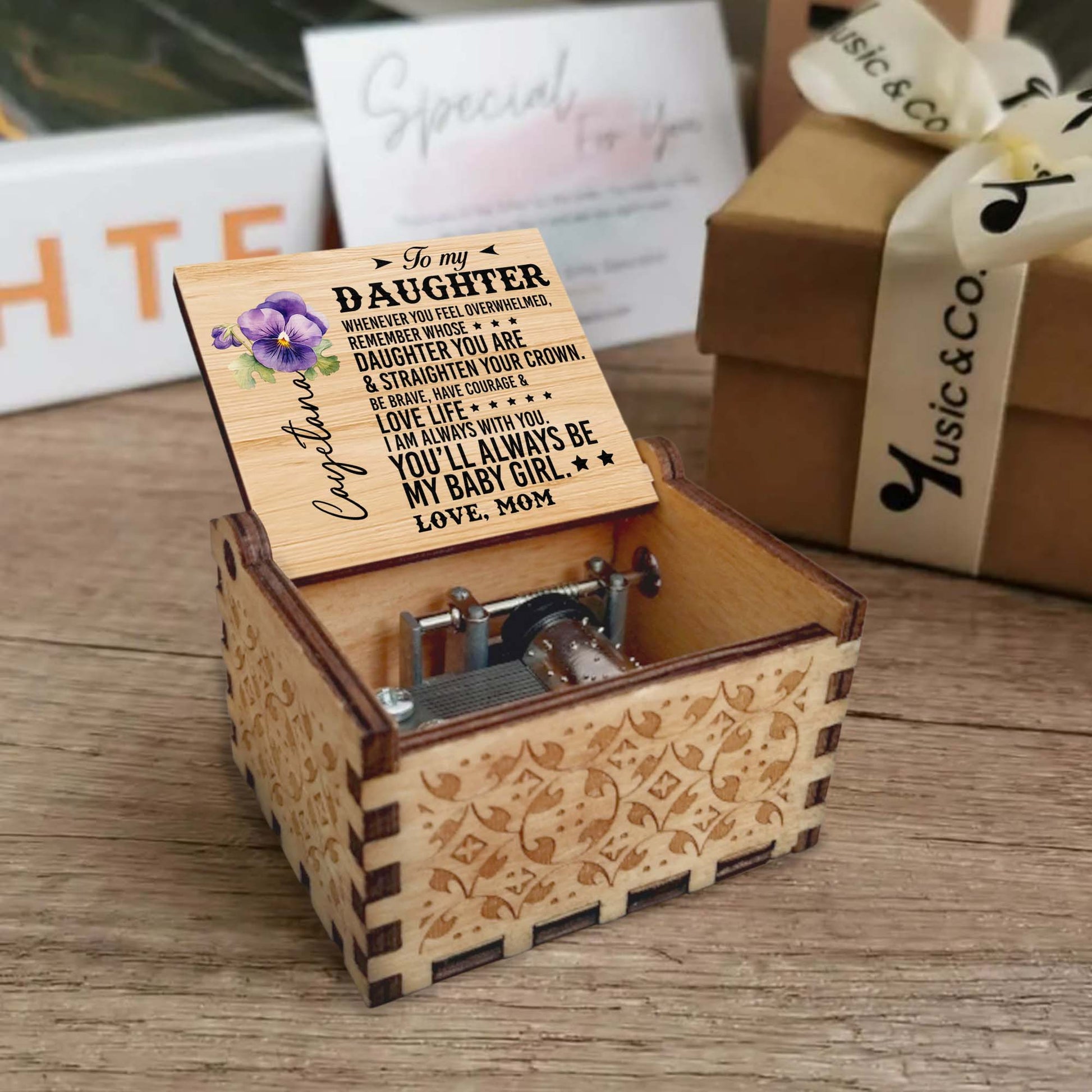 Love Life Courageous Daughter Floral Music Box