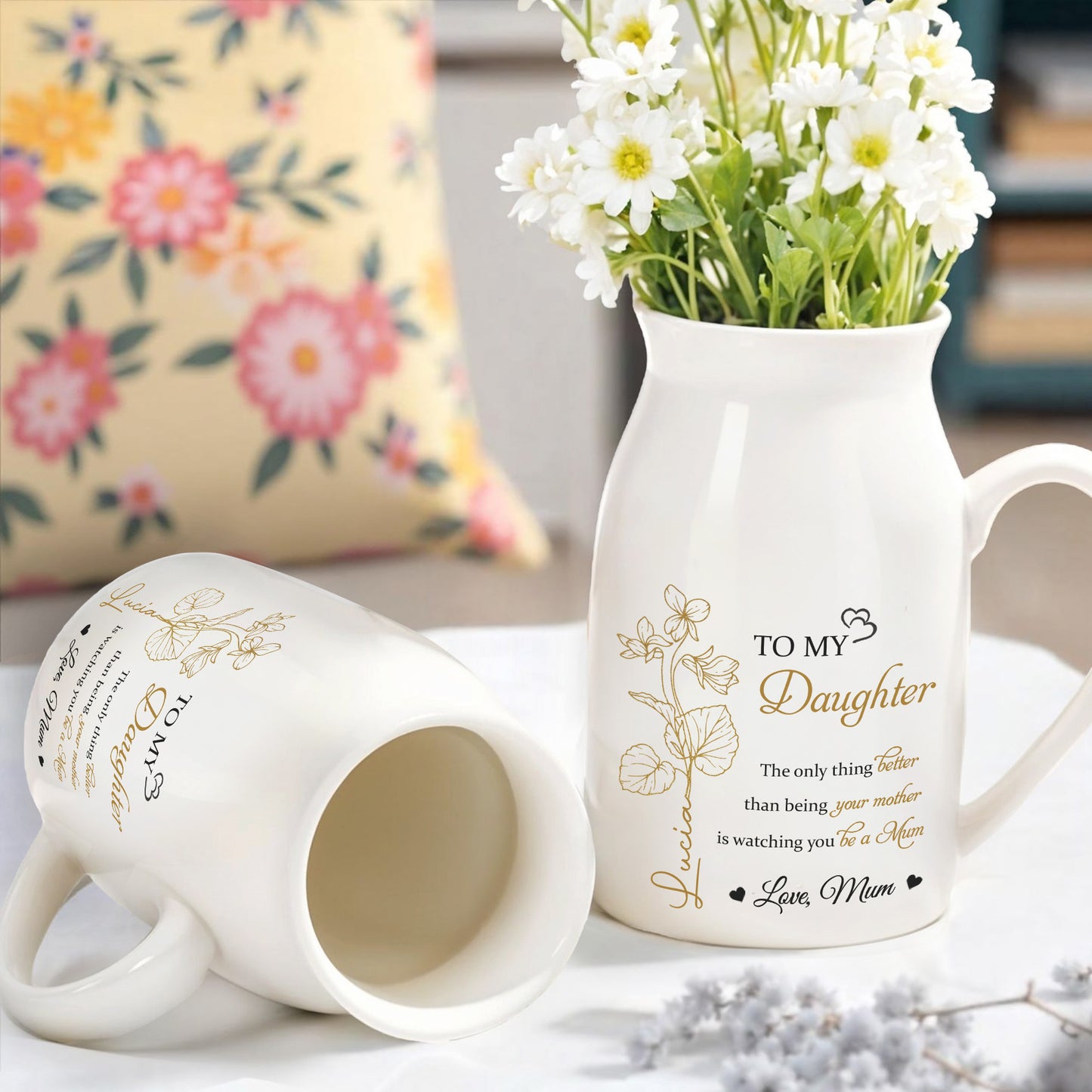 The Only Thing Better Than Being Your Mother Is Watching You Be A, Hearts - Personalized Ceramic Flower Vase - DAU134_CEV