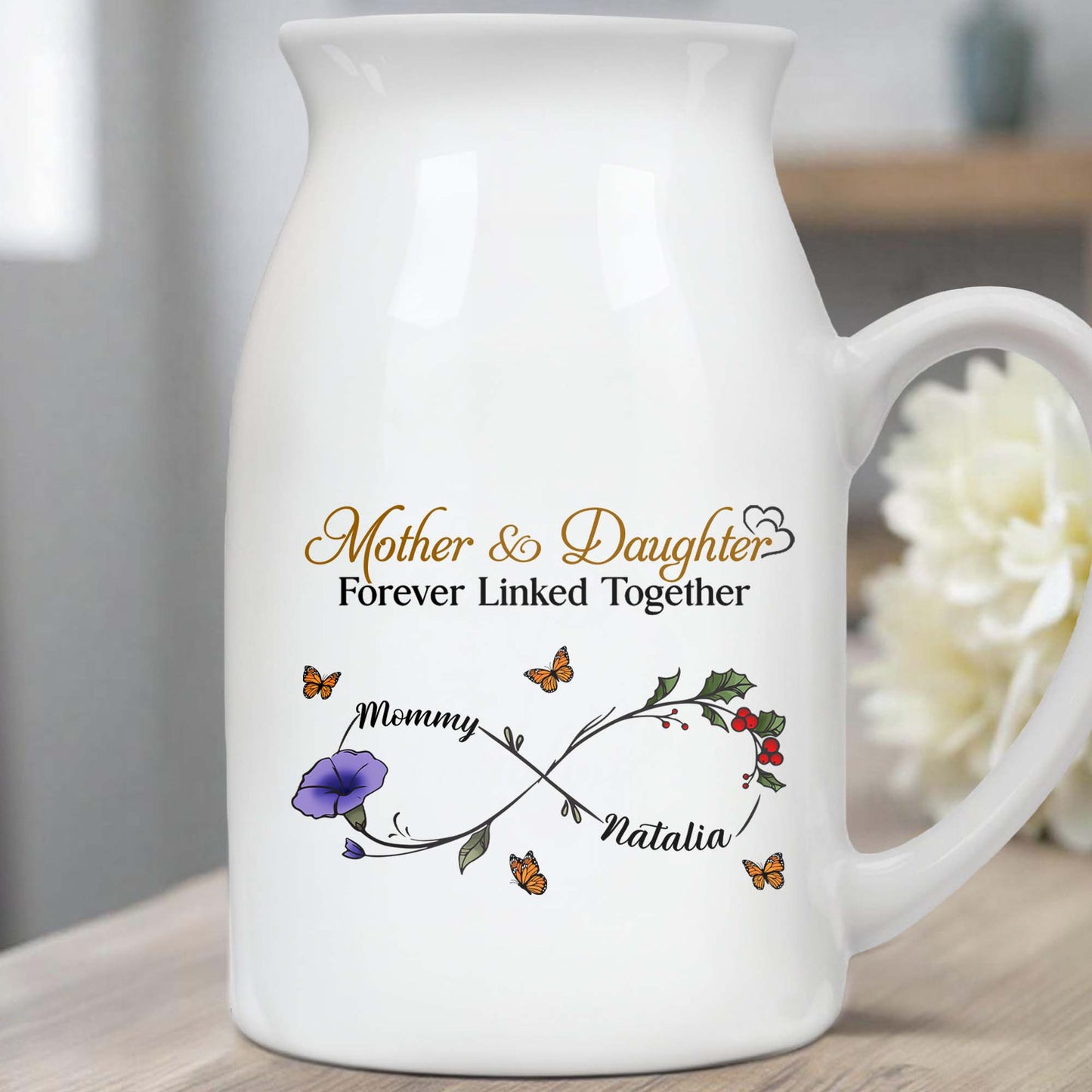 À ma belle fille, crois en toi, fleurs et branches - Vase à fleurs en céramique personnalisé - DAU143_CEV