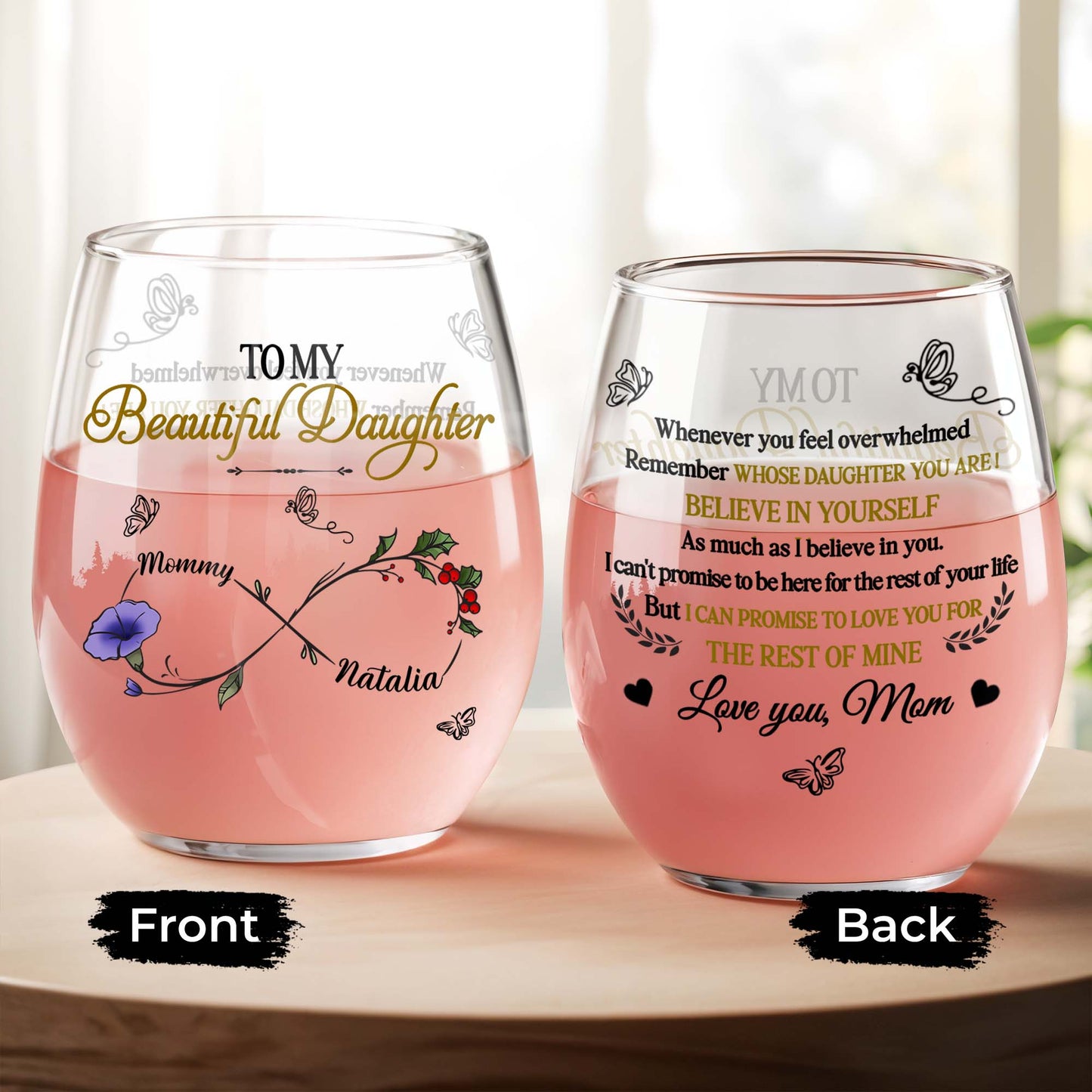 To My Beautiful Daughter, For The Rest Of Mine, Flowers and Hearts