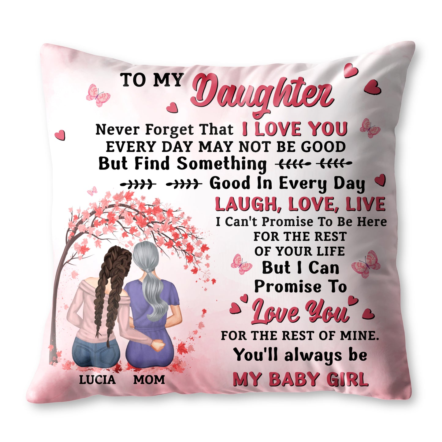 To My Daughter, Never Forget That I LOVE YOU, Hearts And Two Female Figures