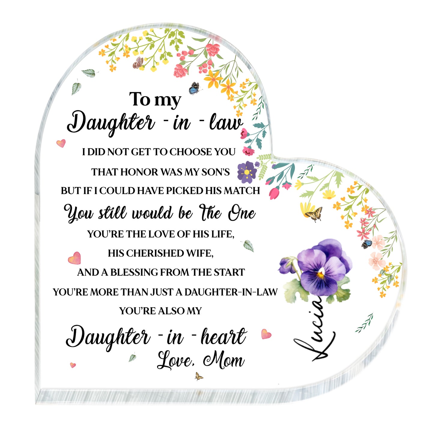 To My Daughter-In-Law, You're Also My Daughter-In-Heart, Flowers and Butterflies