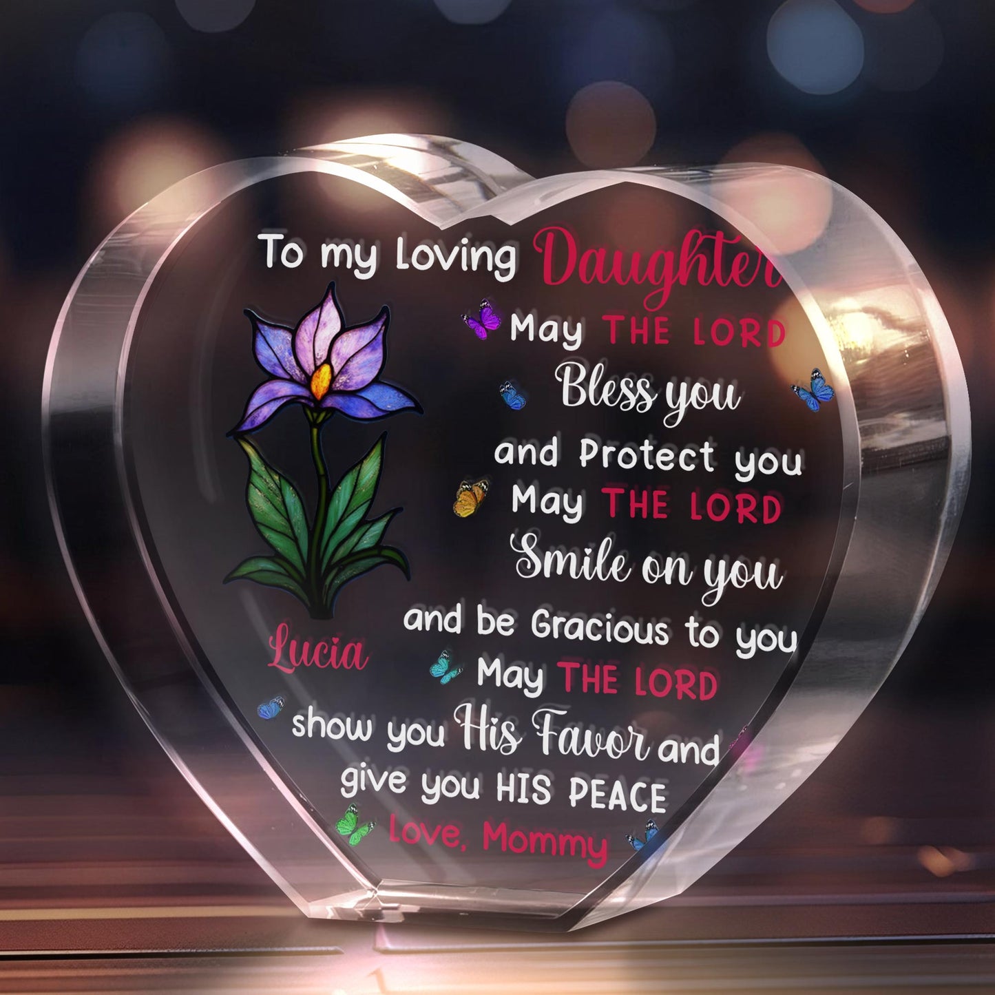 To My Loving Daughter, May The Lord Bless You, Flower and Butterfly