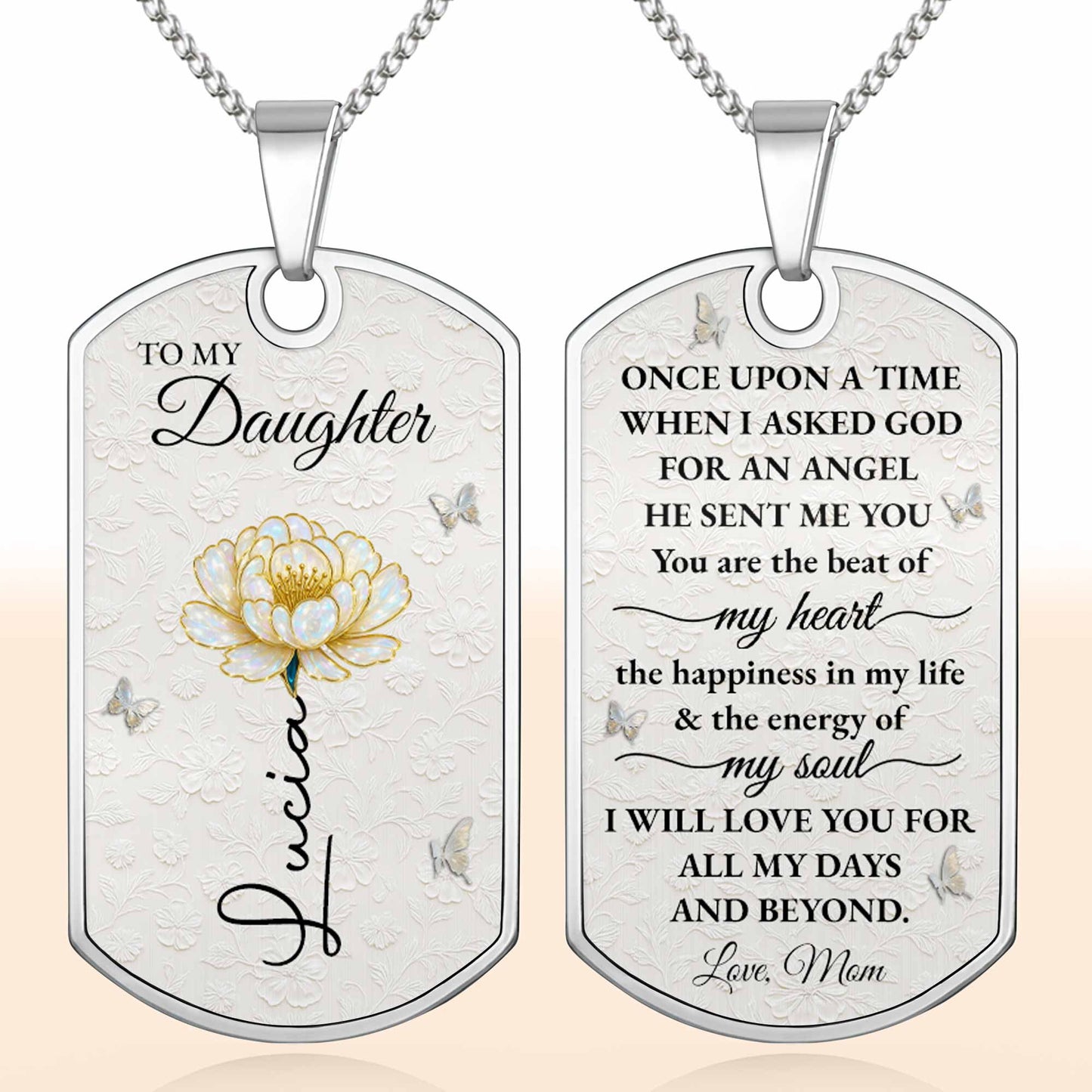 To My Daughter, Rose And Butterflies Love Message