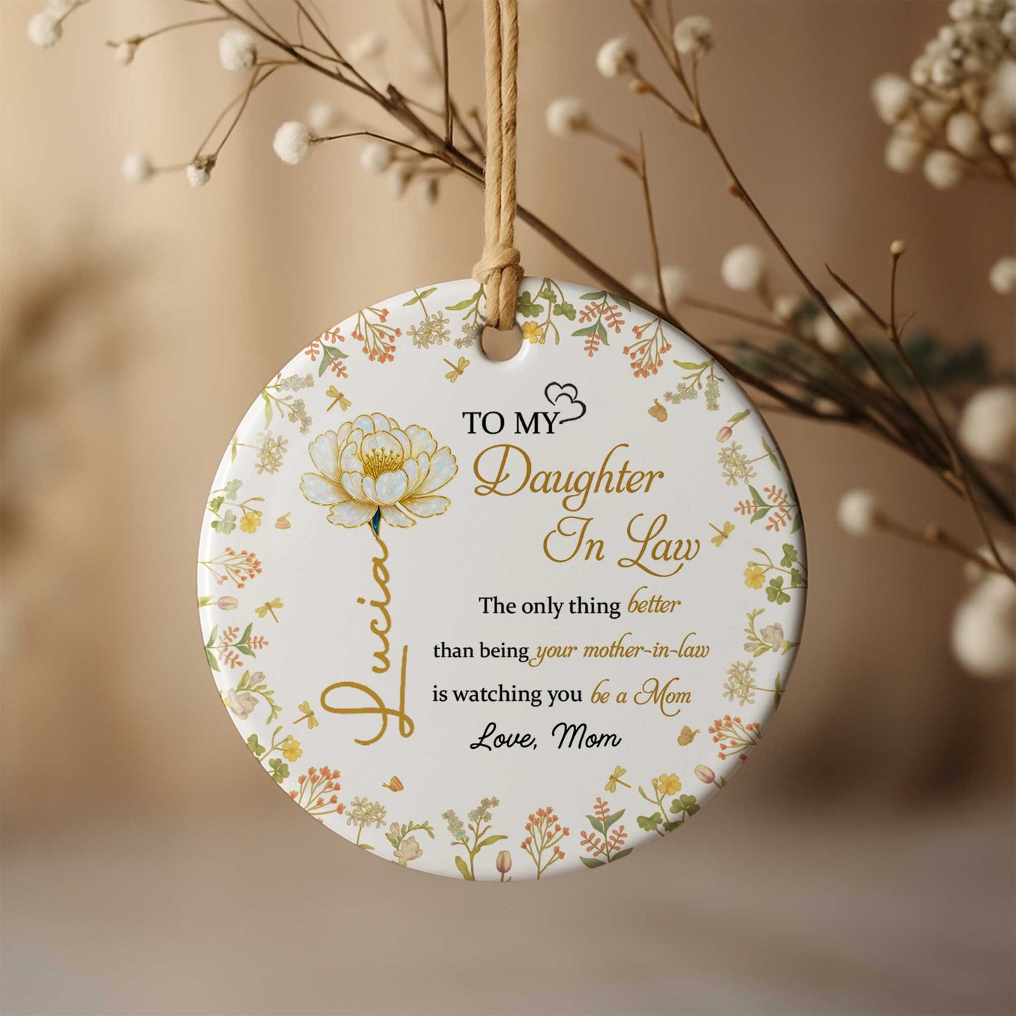 To My Daughter In Law, Flower and Autumn Leaves Ornament