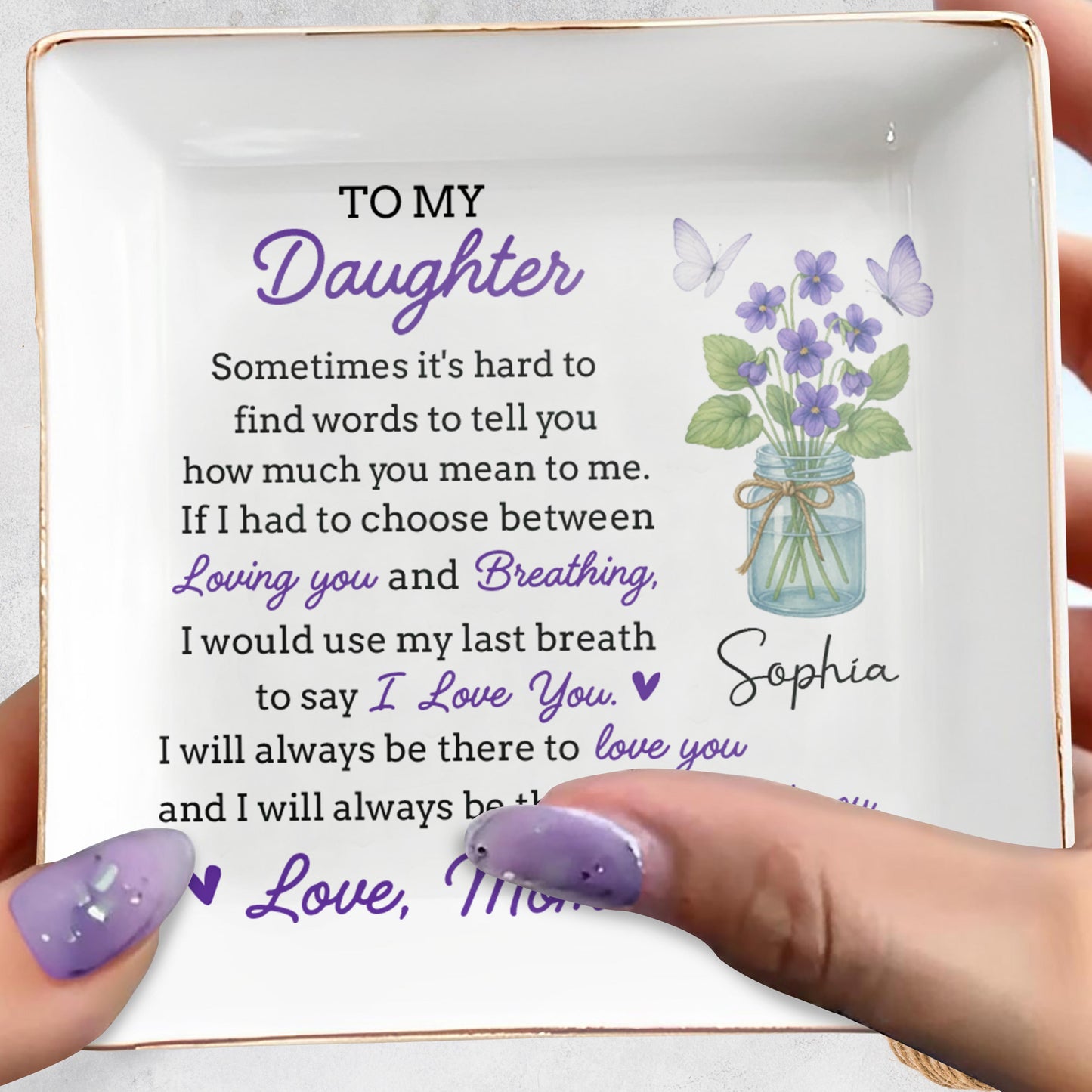 To My Daughter, Flowers And Butterfly In Mason Jar