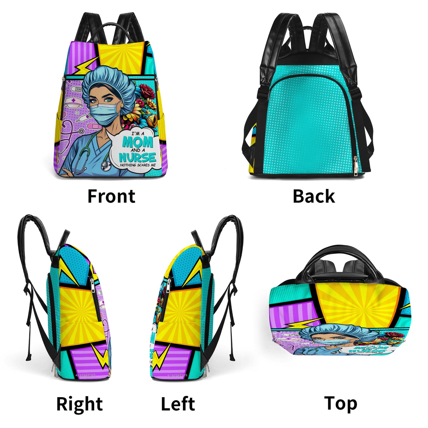 Je suis maman et infirmière - Sac à dos en cuir personnalisé - DG058_BP