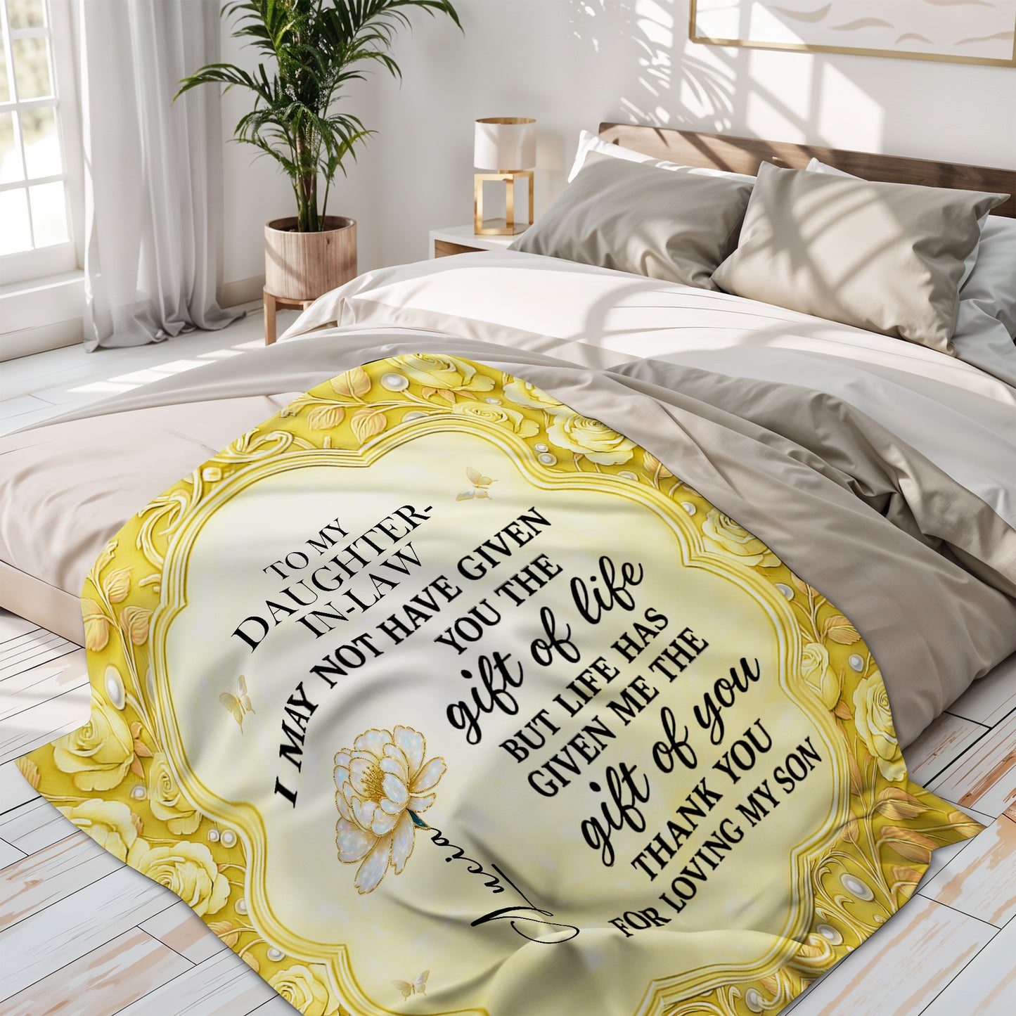 To My Daughter-In-Law, Thank You For Loving My Son, Flowers And Butterfly