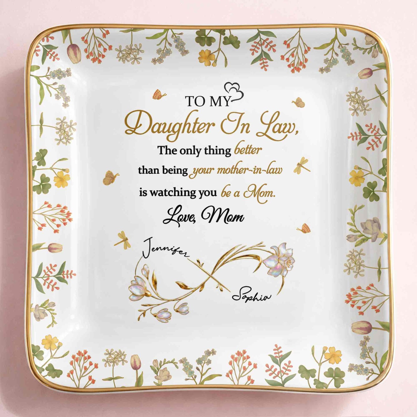 To My Daughter In Law Watching You Be A Mom - Personalized Custom Jewelry Dish, Ceramic Dish, Square Shape - DILA067_SCRF