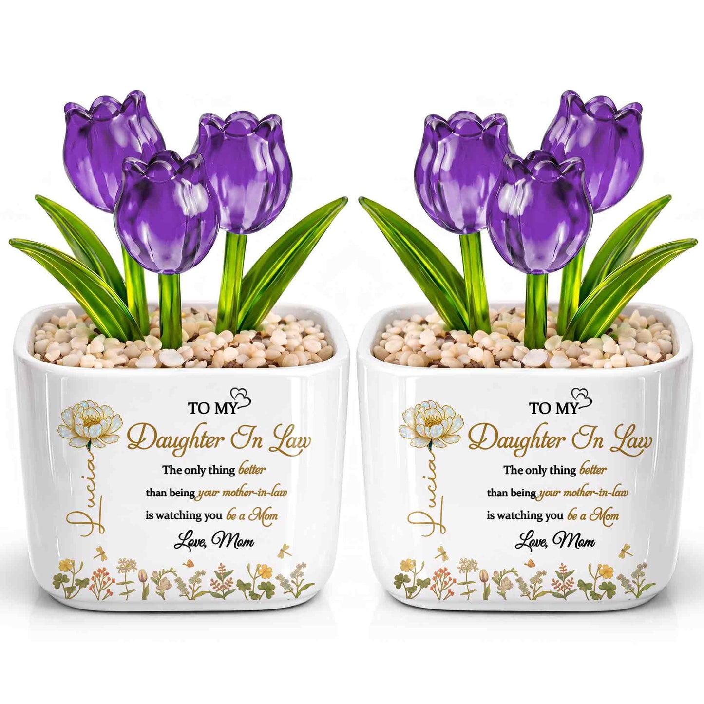 To My Daughter In Law Watching You Be A Mom Birth Month Flowers - Personalized Custom Glass Everlasting Tulips - DILA079_GLATU