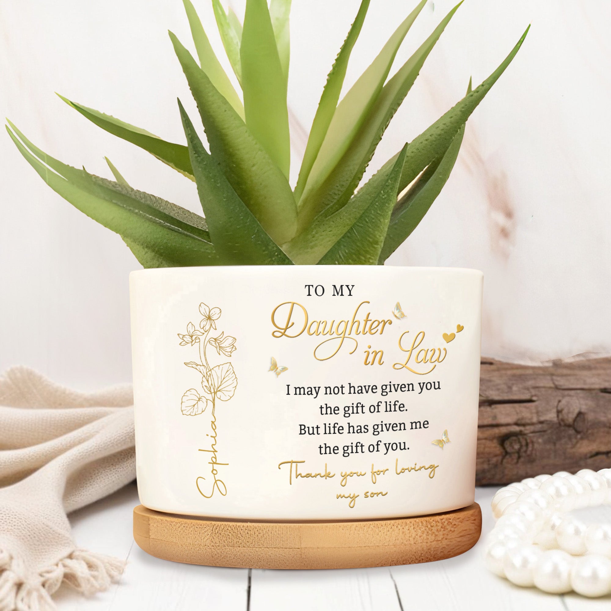To My Daughter In Law, Personalized Ceramic Plant Pot, Gift For Daughter In  Law – ALMAGEMS