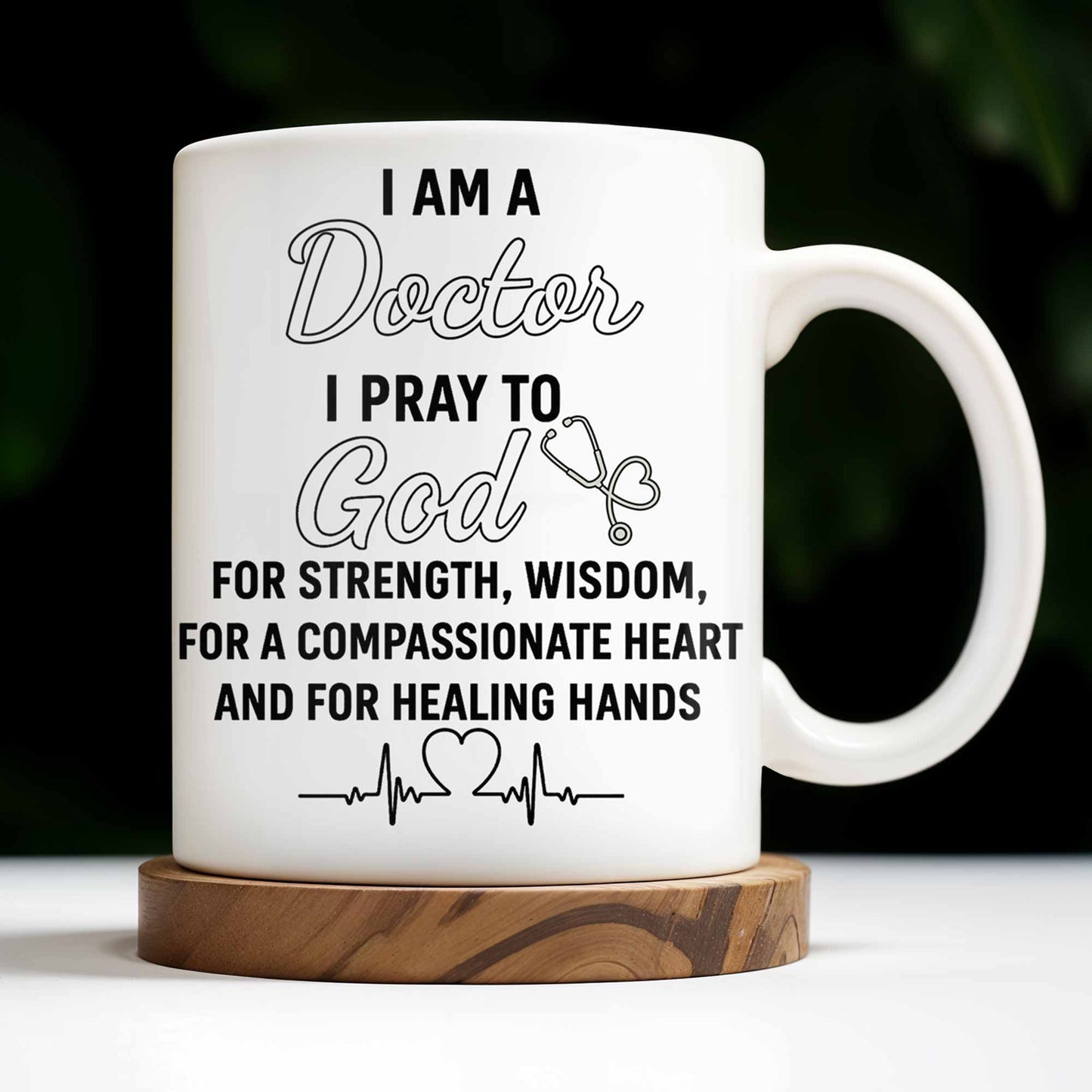 I Am A Doctor I Pray To God, Medical Coat and Stethoscope - Personalized Custom Coffee Mug - DOC021_MG
