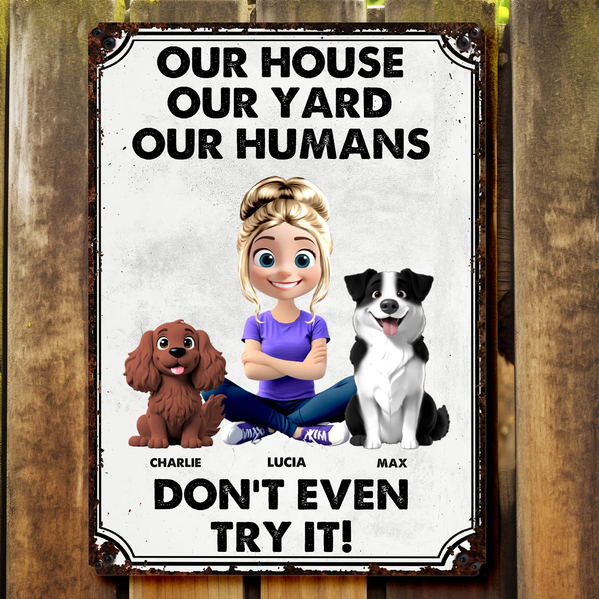 Our House Our Yard Our Humans Don't Even Try It, Animated Character And Dogs