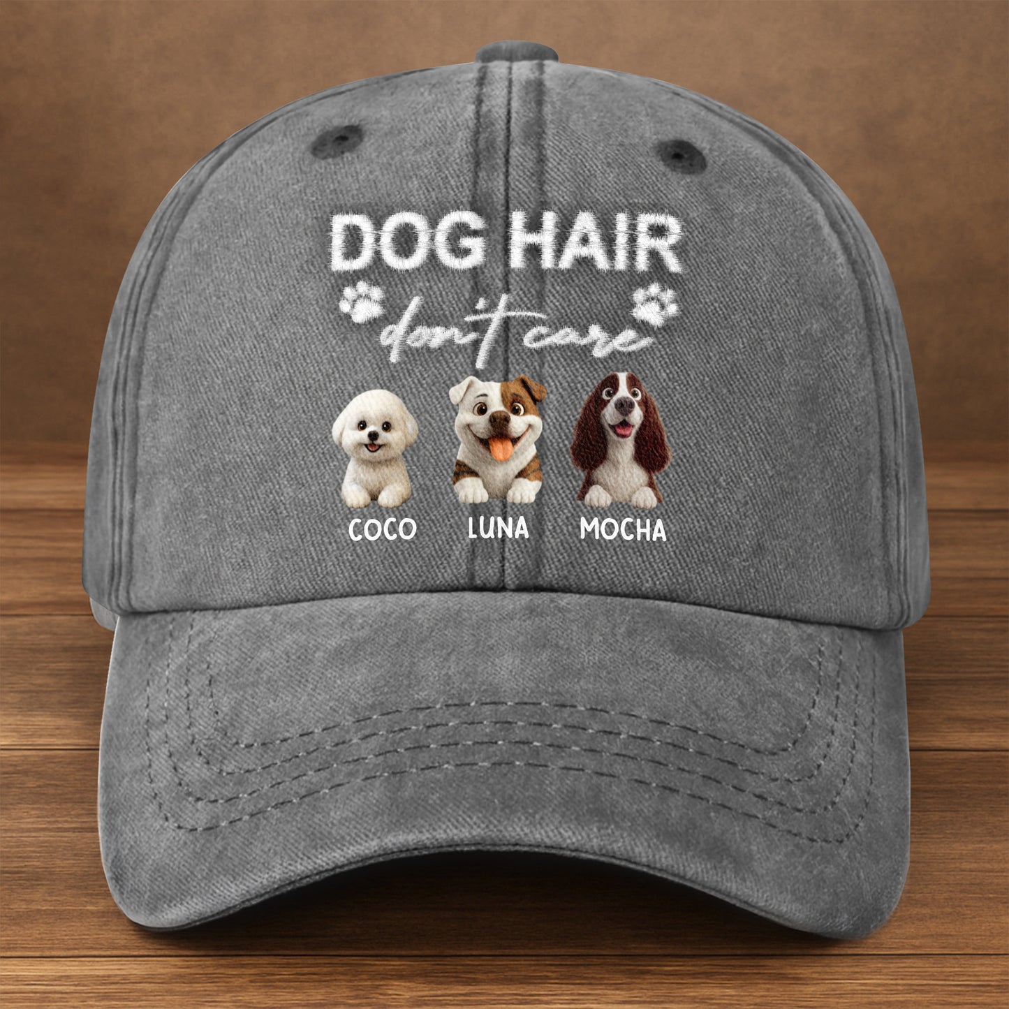 Dog Hair Don't Care With Cute Dogs And Paw Prints