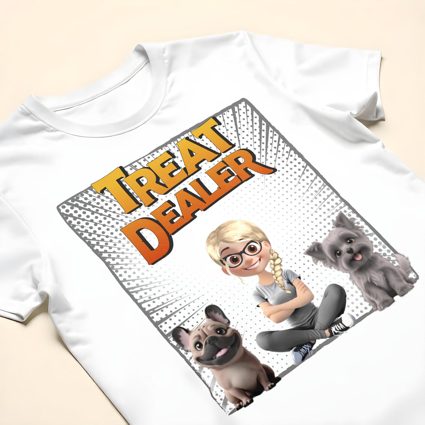 Treat Dealer With Cartoon Girl And Dogs