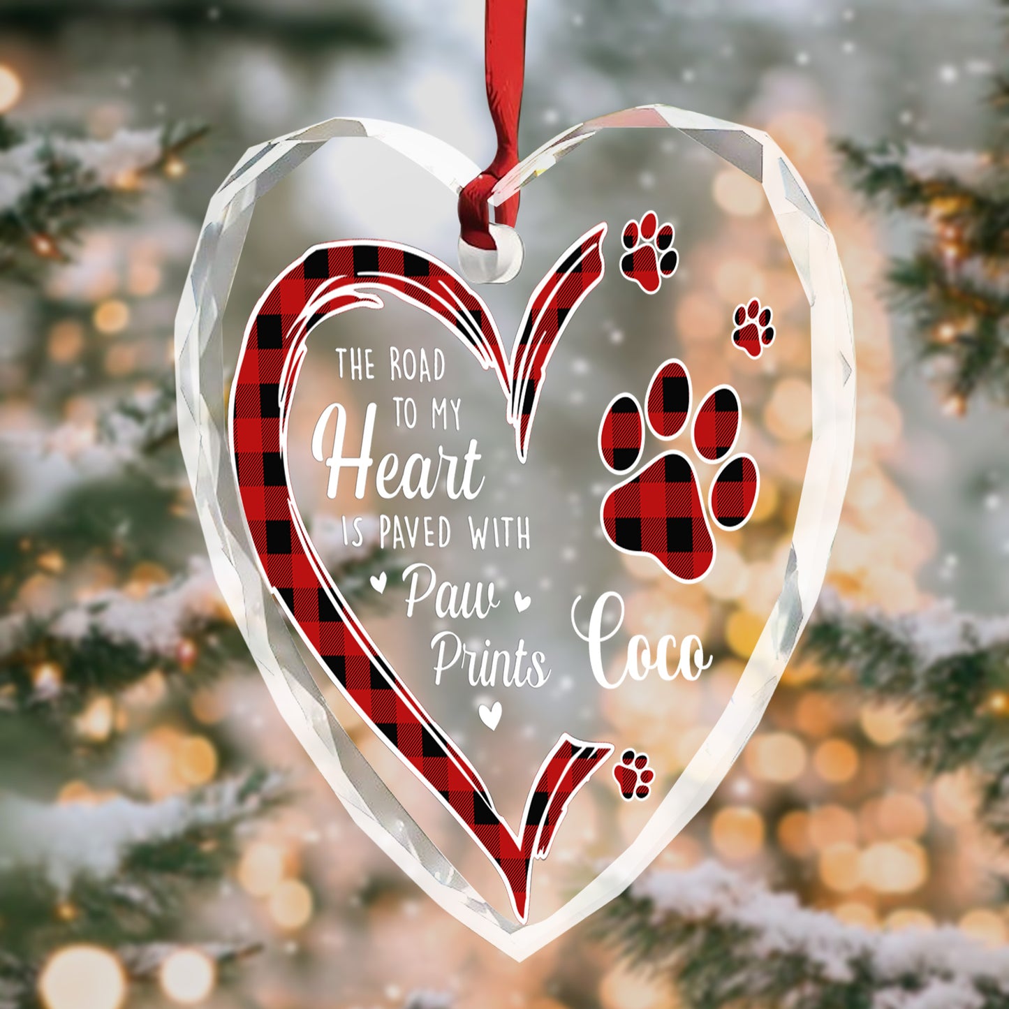 The Road To My Heart Paved With Paw Prints Heart Ornament