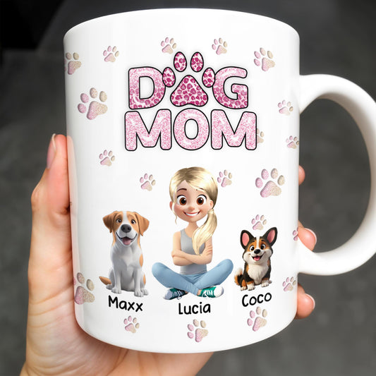 Dog Mom, Paw Prints and Cartoon Dogs