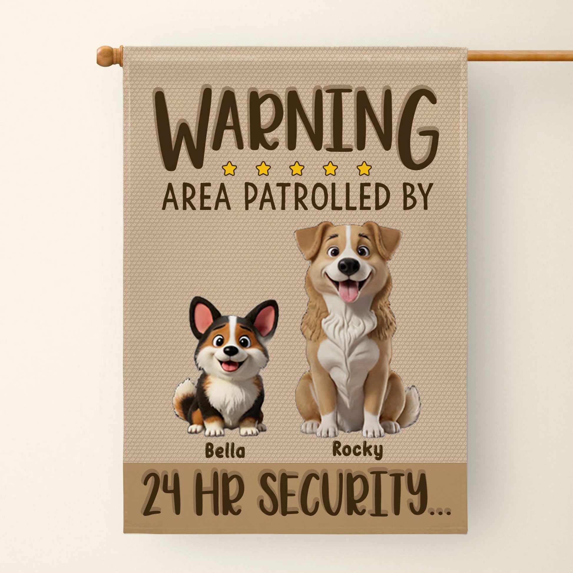 Warning Area Patrolled By 24 HR Security, Dogs and Stars