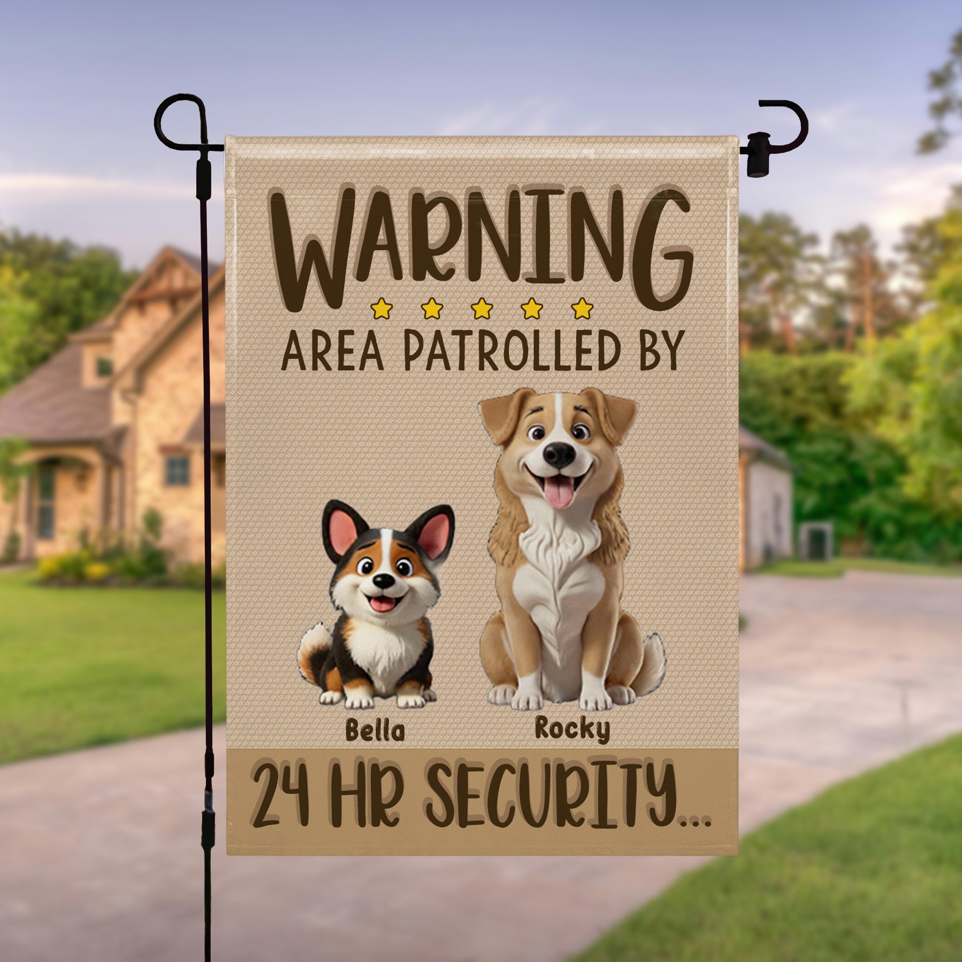 Warning Area Patrolled By 24 HR Security, Dogs and Stars