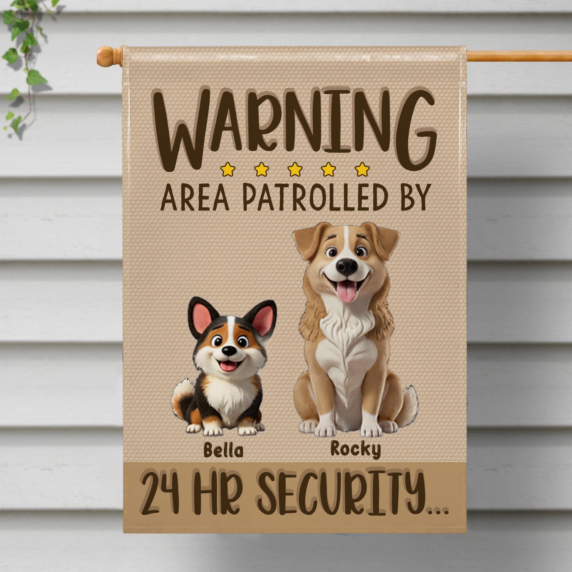 Warning Area Patrolled By 24 HR Security, Dogs and Stars