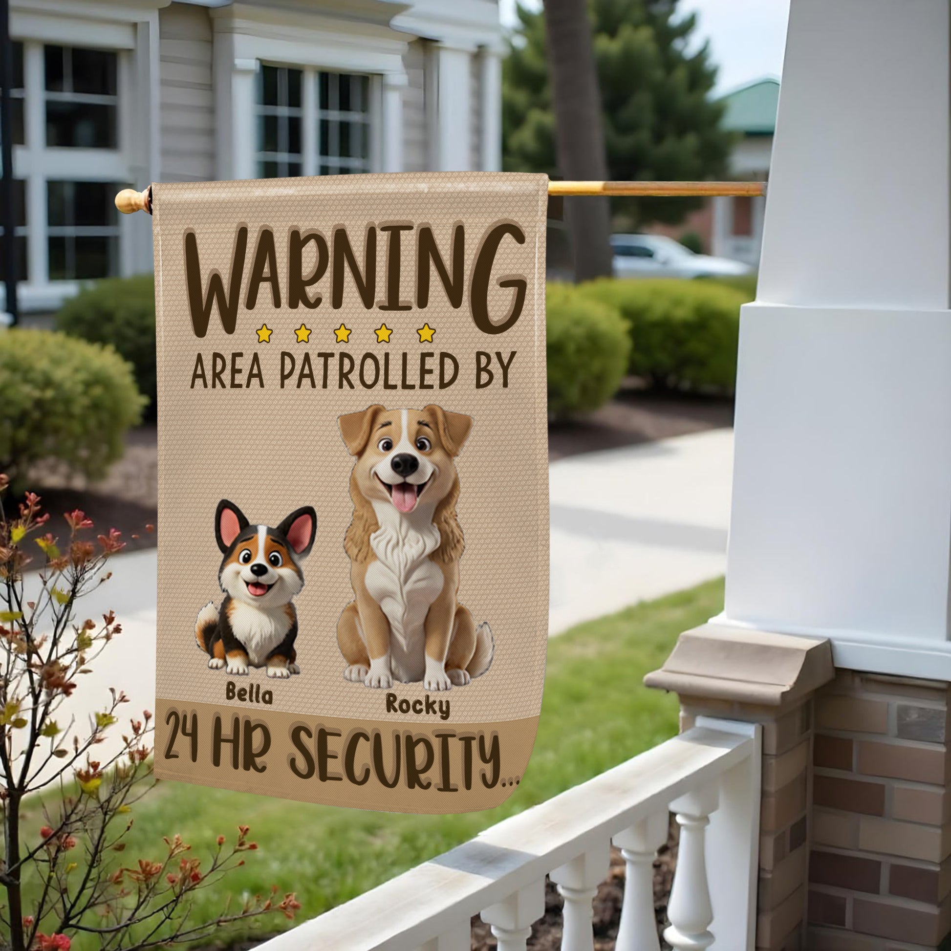 Warning Area Patrolled By 24 HR Security, Dogs and Stars