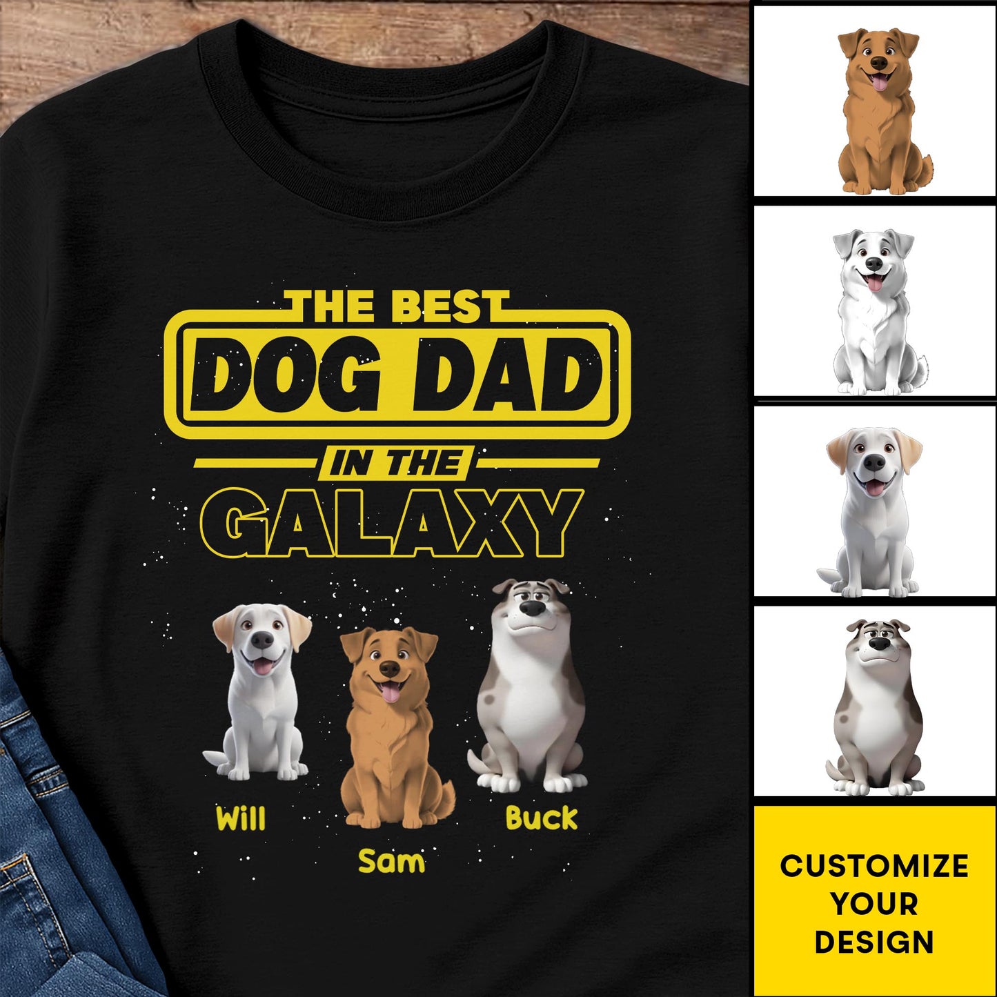 The Best Dog Dad In The Galaxy, Dogs and Text