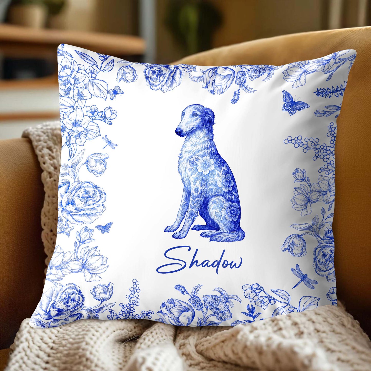 Célébrez votre compagnon à quatre pattes avec un motif floral personnalisé pour chien - Coussin personnalisé, insert inclus - DOG050_PLW