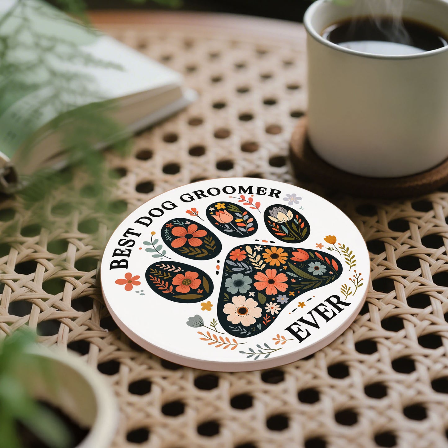 Best Dog Groomer Ever With Paw Prints And Flowers