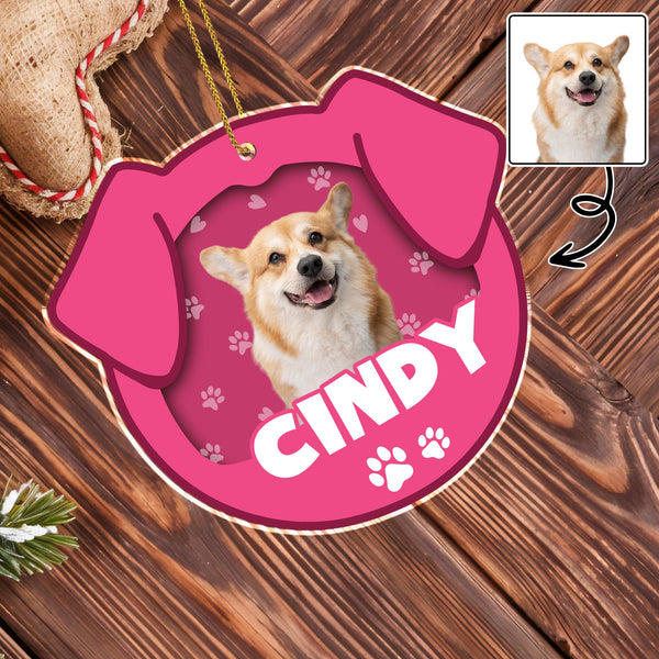 Personalized Pet Acrylic Ornament With Paw Prints