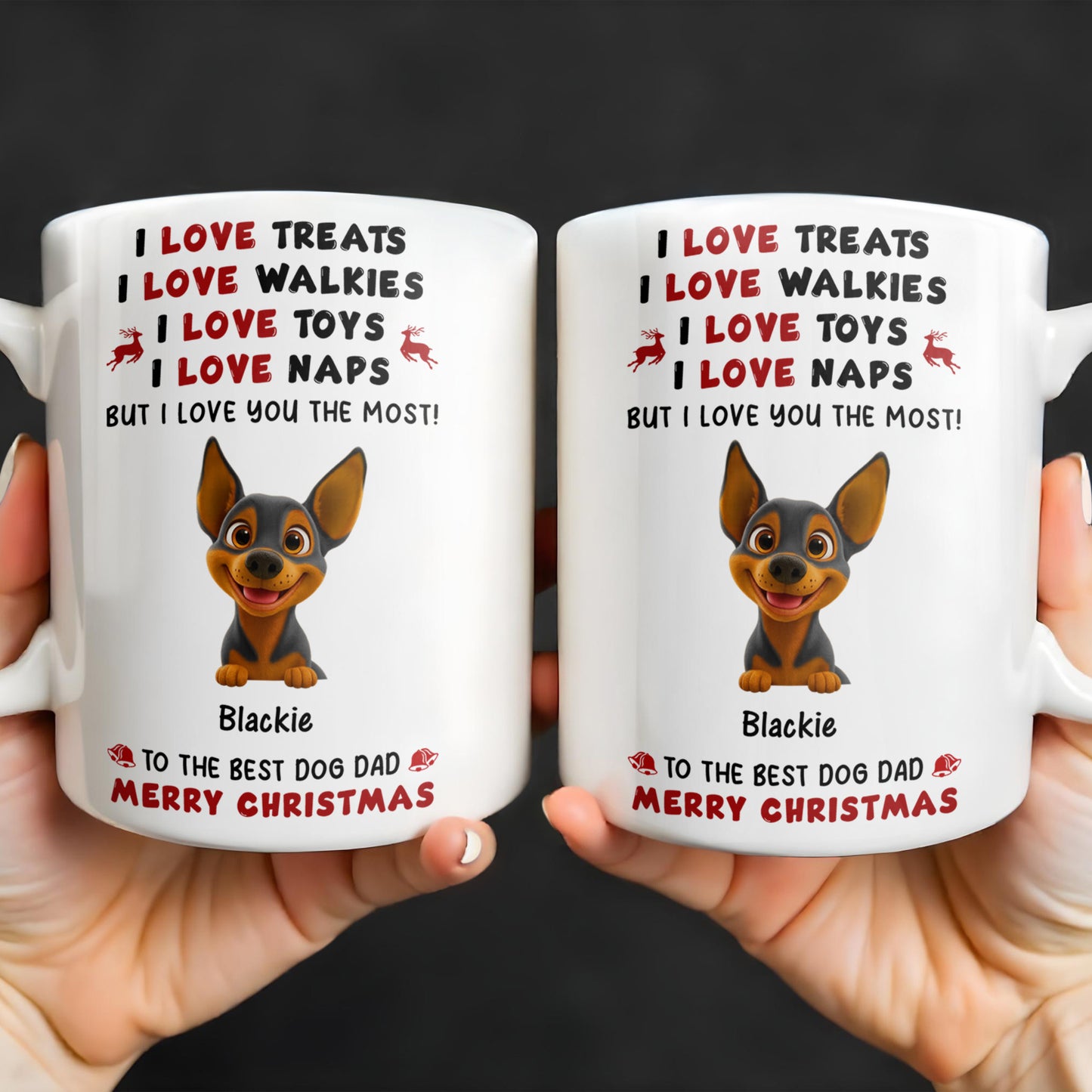 I Love Treats I Love Walkies I Love Toys I Love Naps Merry Christmas