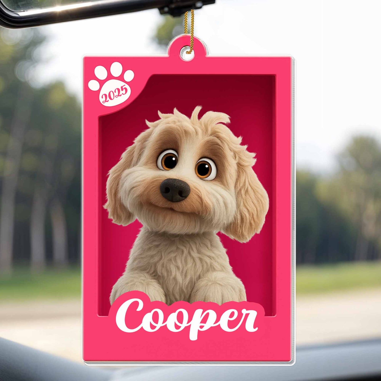 Personalized Pet Ornament Featuring Dog And Paw Print