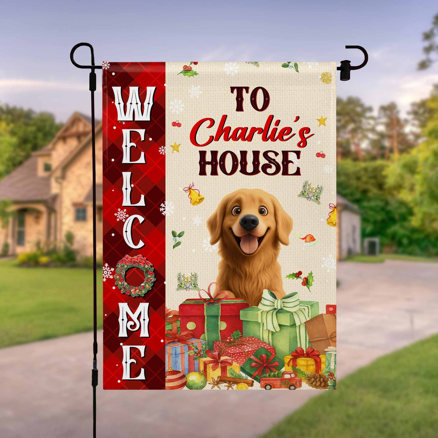 Welcome To Your New Home With Festive Gifts And Dog