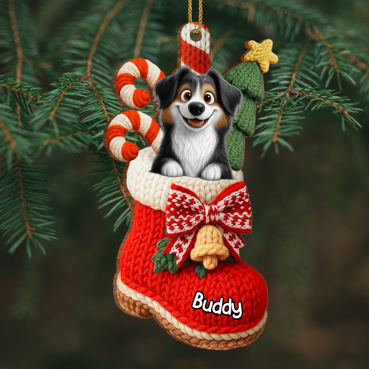 To My Beloved Companion, Christmas Stocking With Dog And Candy Canes