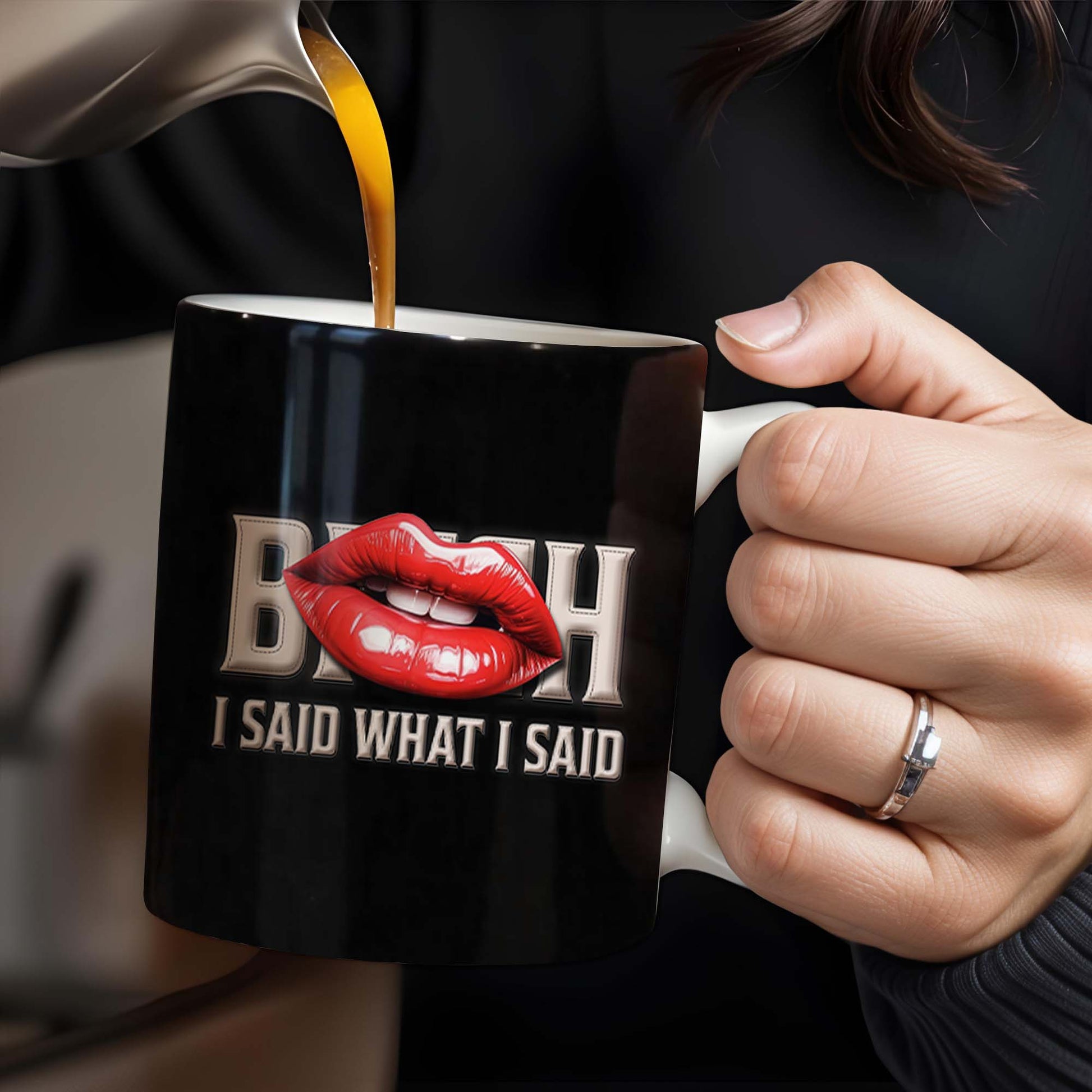 Bold Red Lips With Assertive Quote Mug