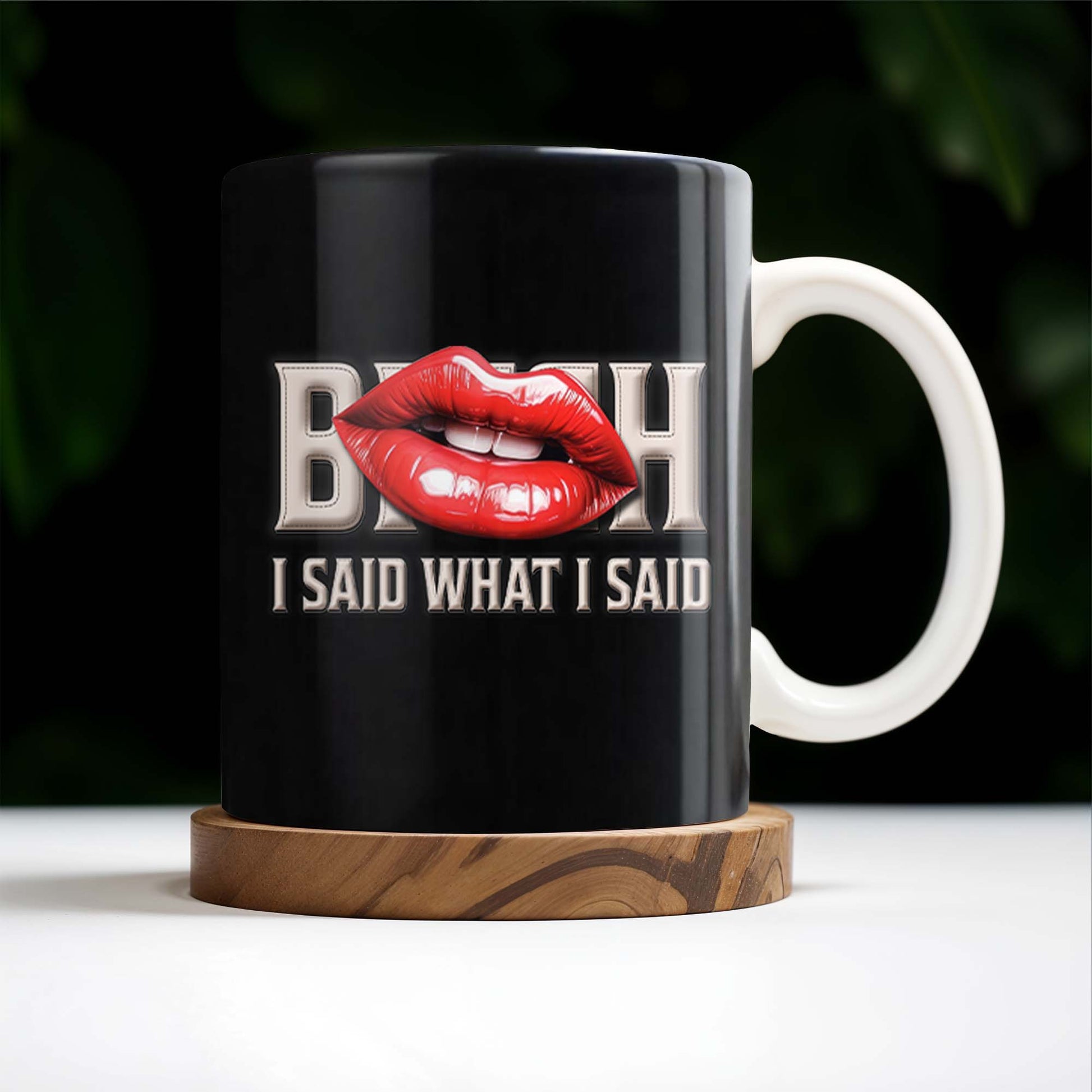 Bold Red Lips With Assertive Quote Mug