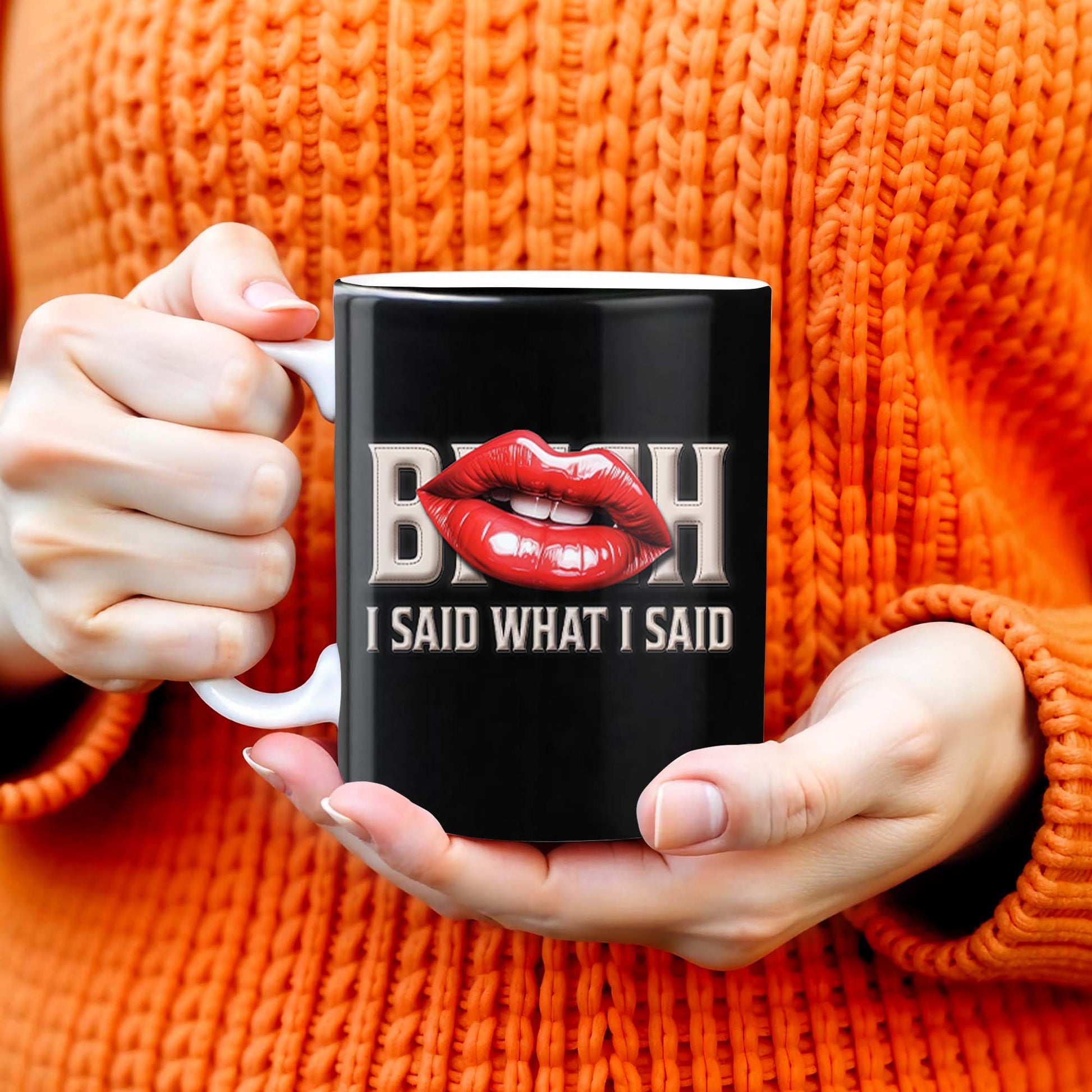 Bold Red Lips With Assertive Quote Mug