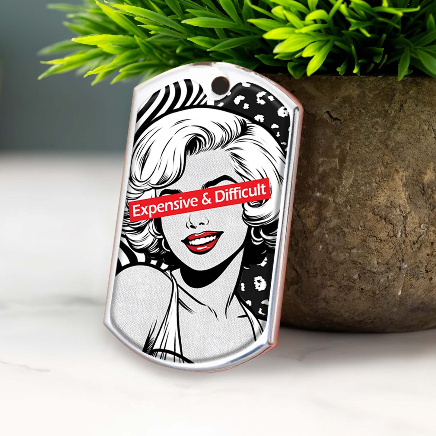 Expensive & Difficult Pop Art Style Woman Keychain