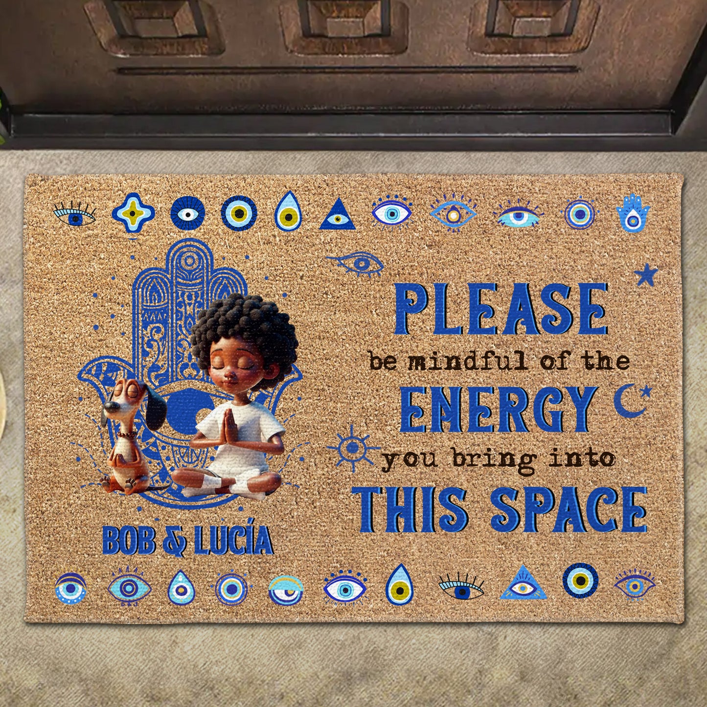 Mindful Energy Space With Meditating Child And Evil Eye