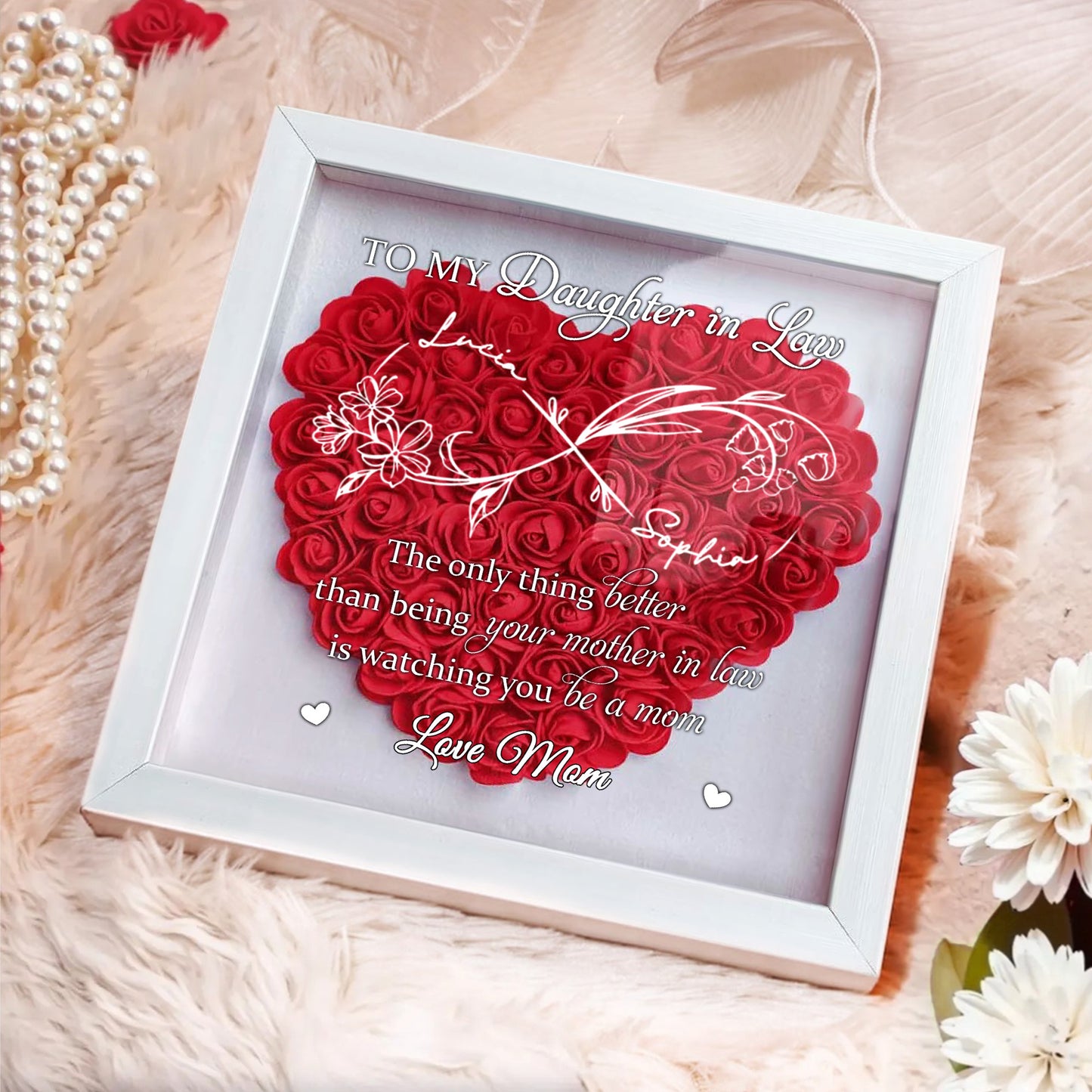 To My Daughter in Law Lucia, The only thing better than being your mother in law, Heart and Flowers