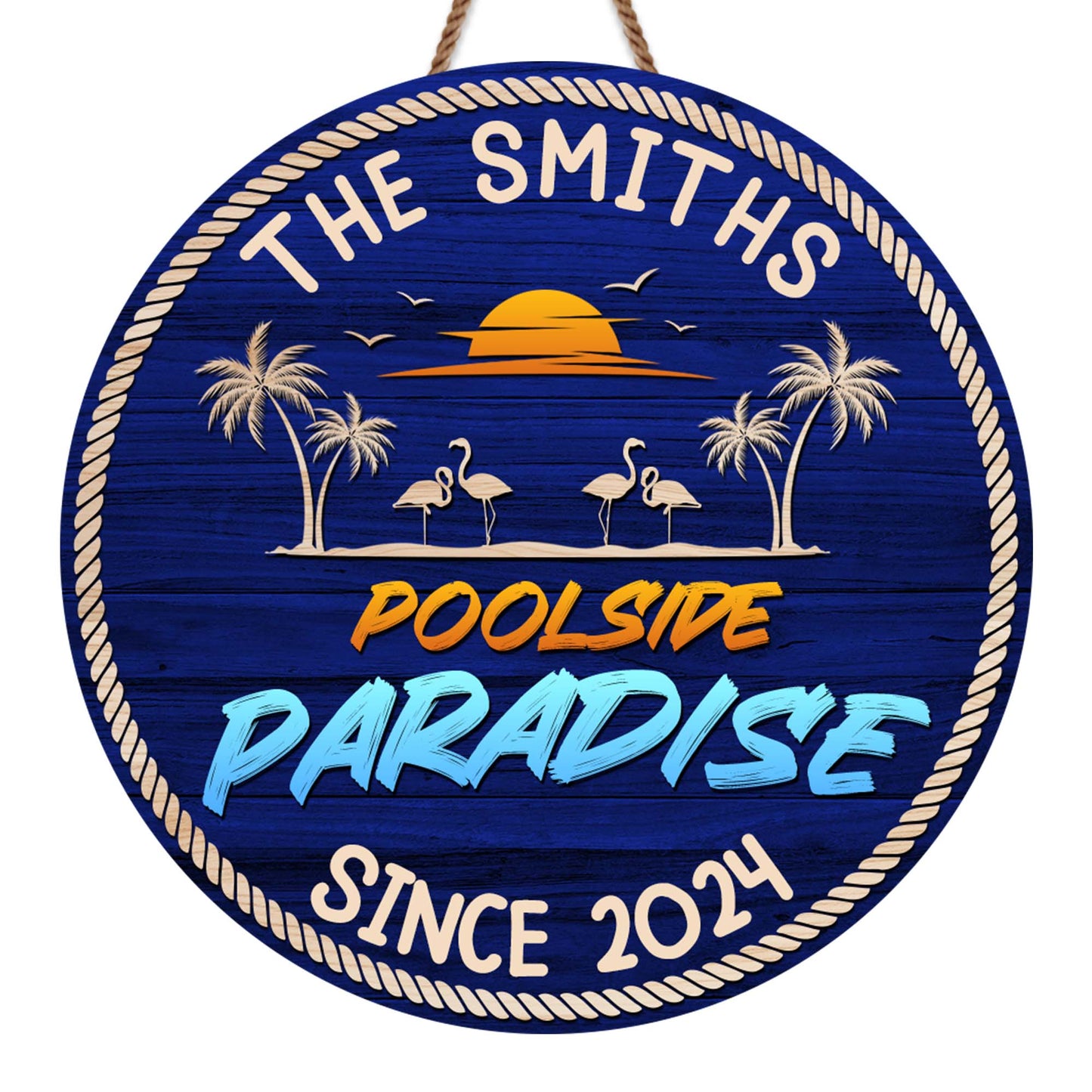 Poolside Paradise With Palm Trees And Sunset