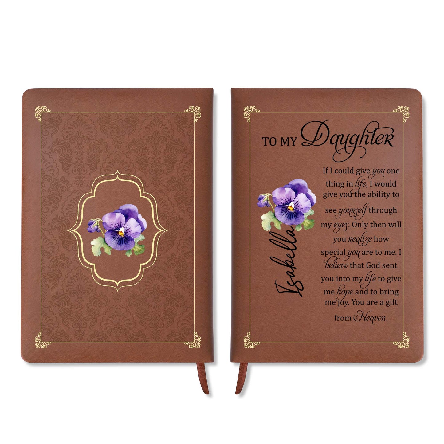 A Gift From Heaven With Beautiful Flowers - Personalized Custom Leather Journal - FAM071_JRNL