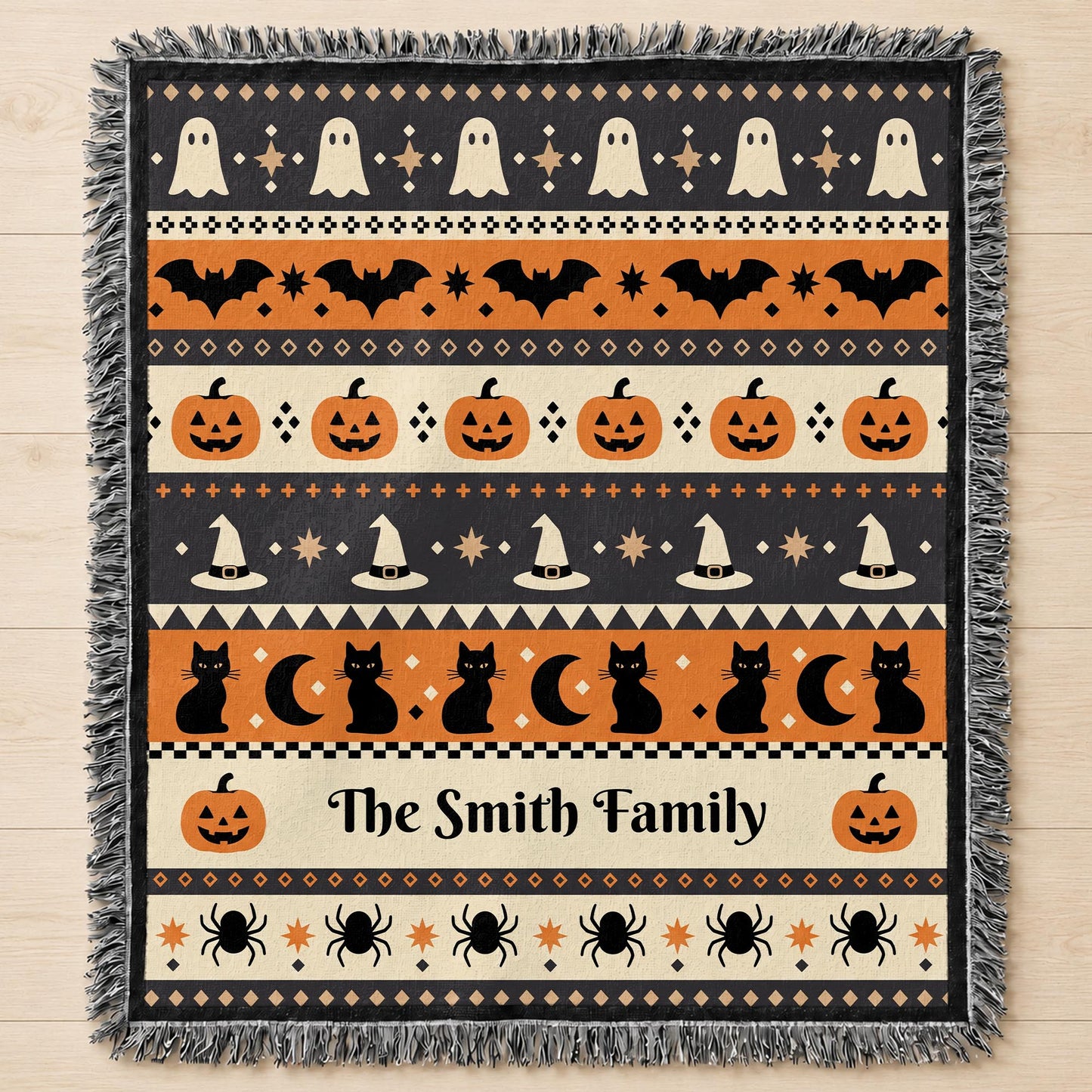 Spooky Halloween Keepsake - Personalized Woven Blanket - FAM1100_WOBLK