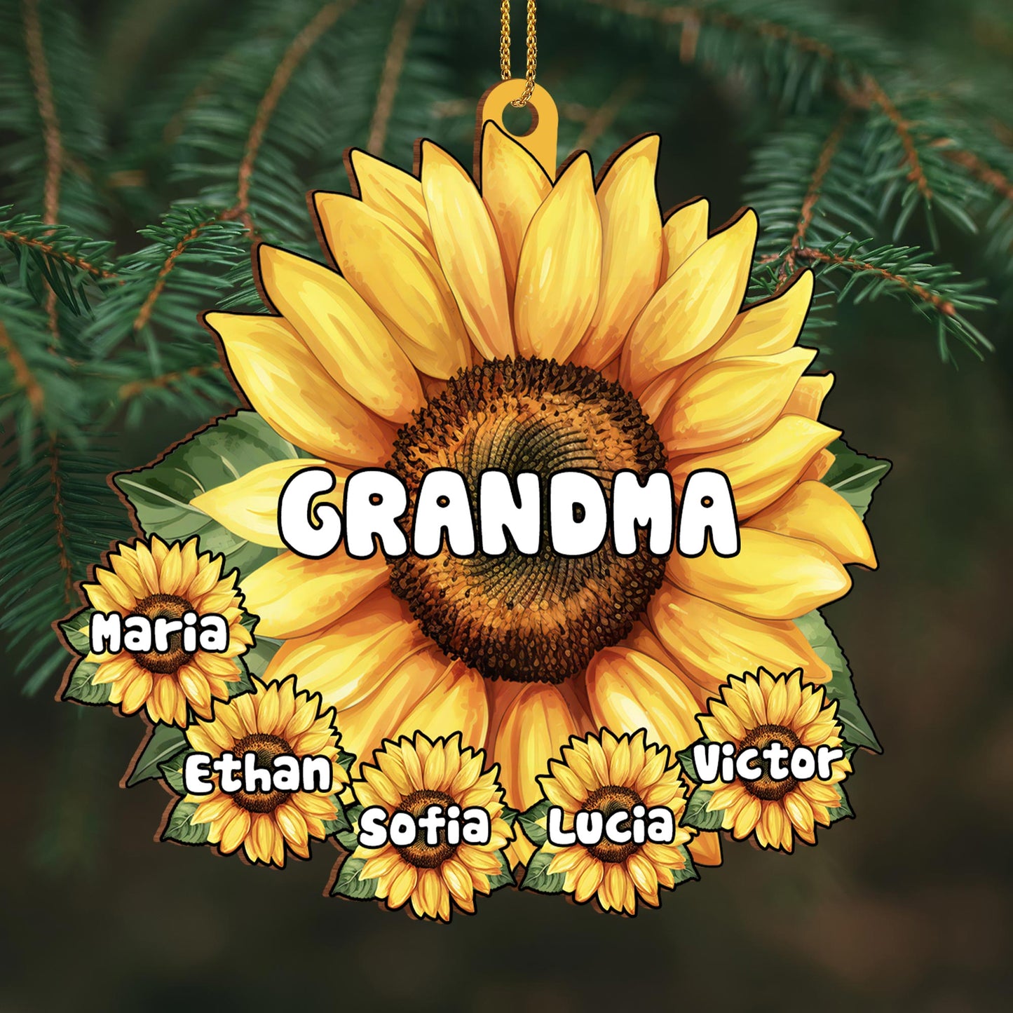 Personalized Sunflower Ornament For Grandma